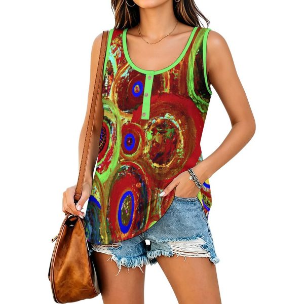 "Circles Who Is Watching"  Women's Button Up Vest