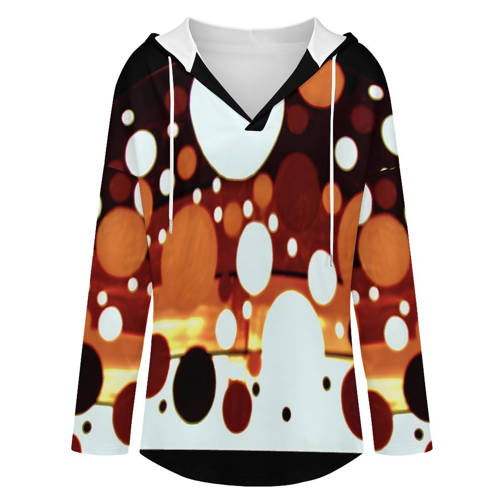"Circle Too" Women's V Neck Long Sleeve Hoodie - Image 4