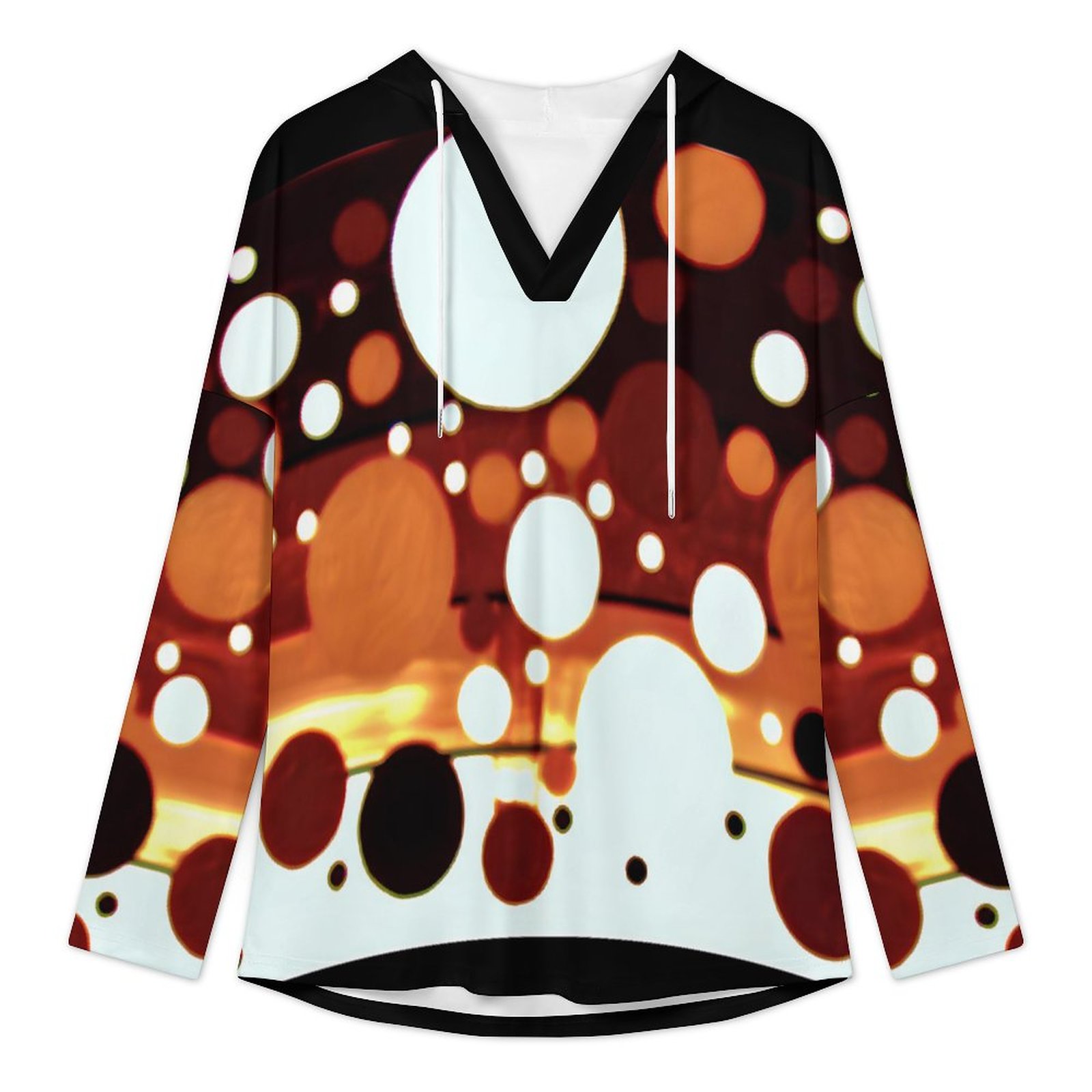 "Circle Too" Women's V Neck Long Sleeve Hoodie - Image 3