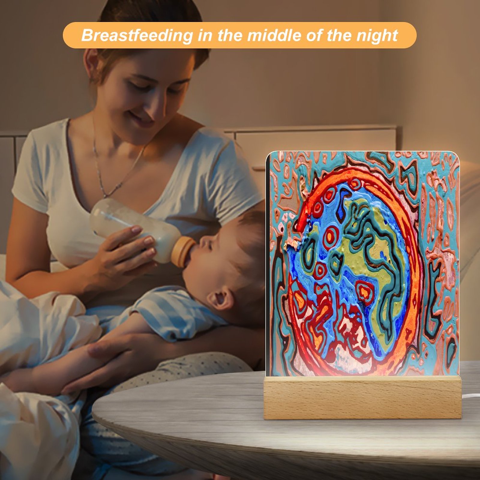 "Immorality" Acrylic Photo Night Light with Wooden Base