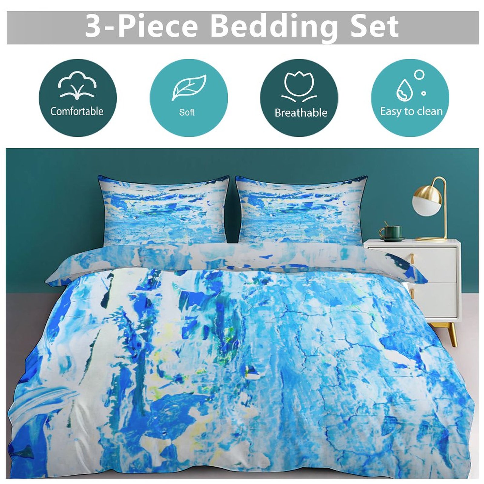 "O WaterFall" 3-Piece Bedding Set-90"x90"/ 229x229cm - Image 6