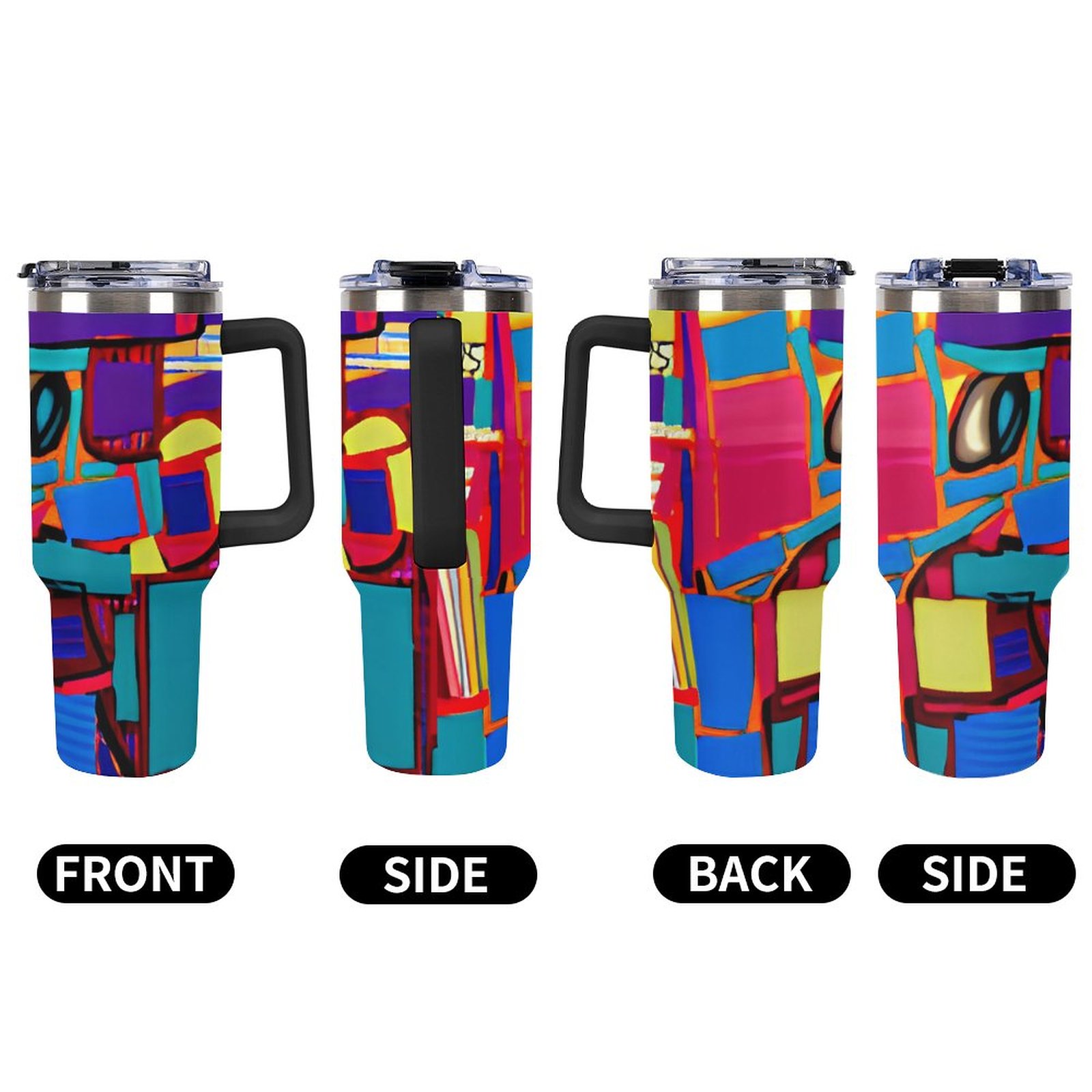 40oz Insulated Tumbler with Handle and Straw - Image 7
