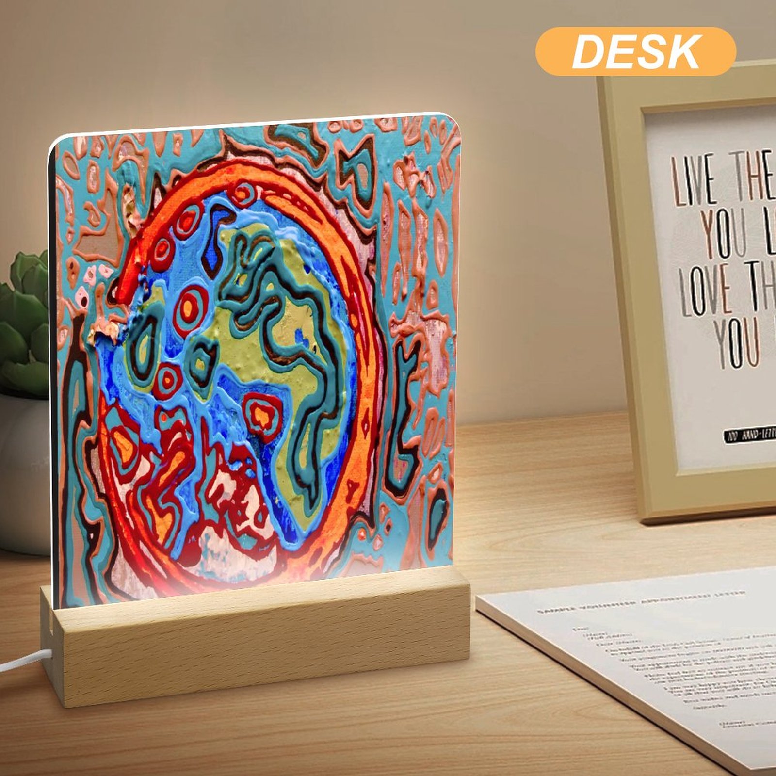"Immorality" Acrylic Photo Night Light with Wooden Base - Image 4