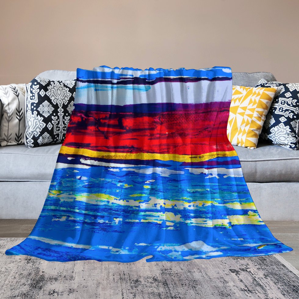 "Red Sand Beach" Flannel Blanket (One-sided Printing)-50"×60" - Image 4