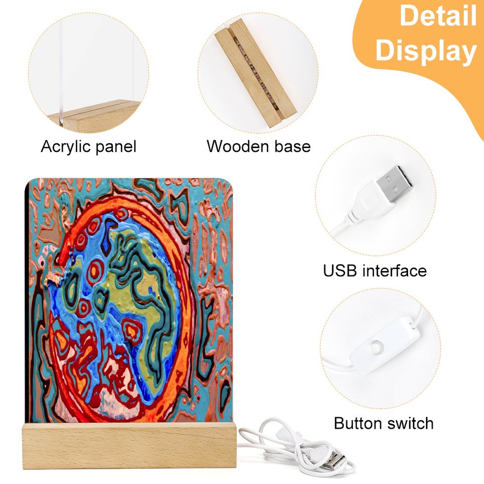 "Immorality" Acrylic Photo Night Light with Wooden Base - Image 5