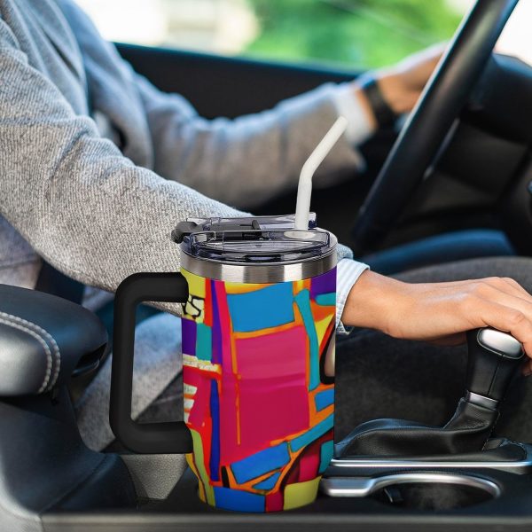 40oz Insulated Tumbler with Handle and Straw