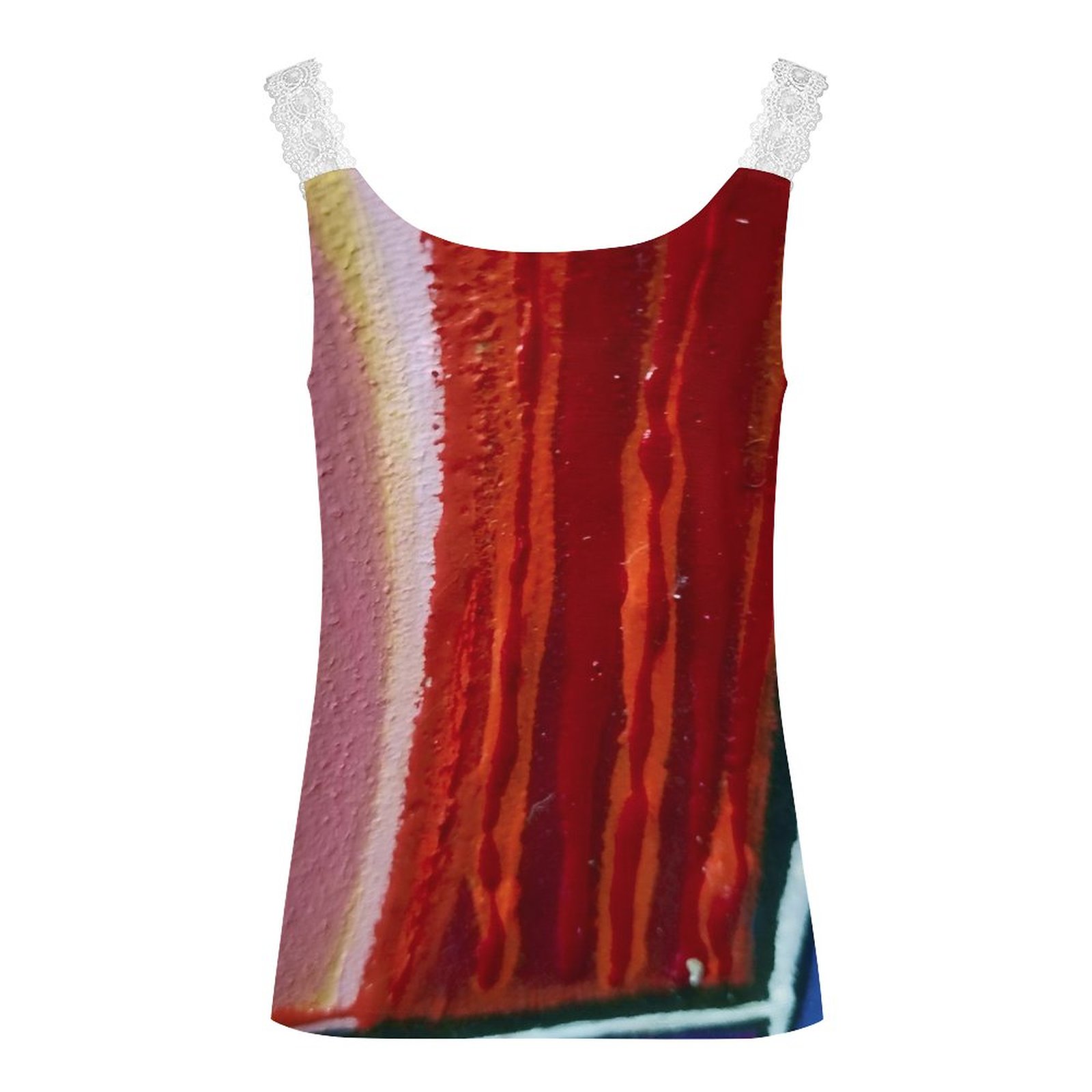 "Blurred Lines Red" Women's Lace Trim Camisole) - Image 2