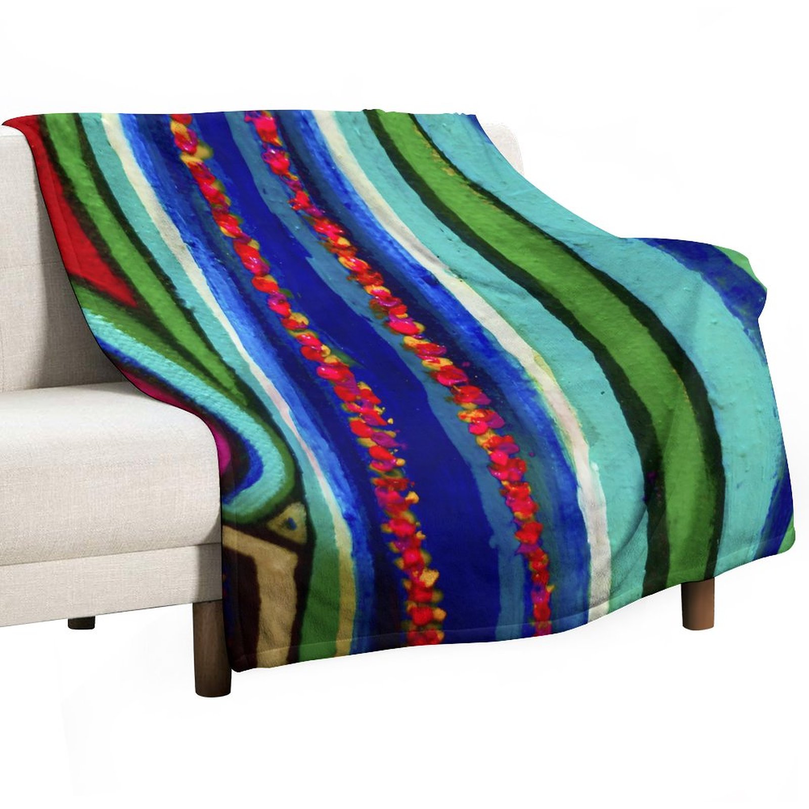"Blurred Lines Blue" Flannel Blanket-70"x80" (Dual-sided Printing)