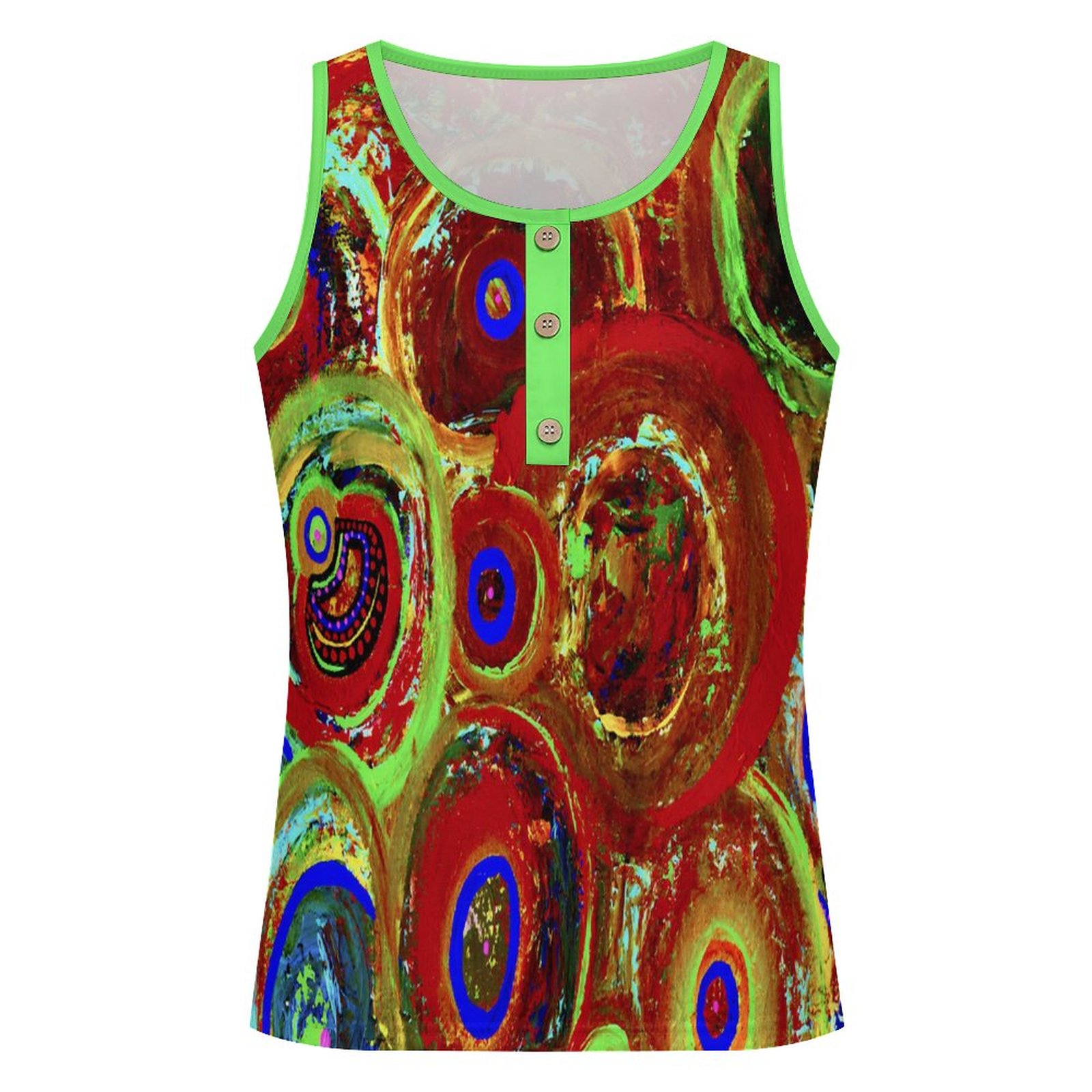 "Circles Who Is Watching" Women's Button Up Vest - Image 4