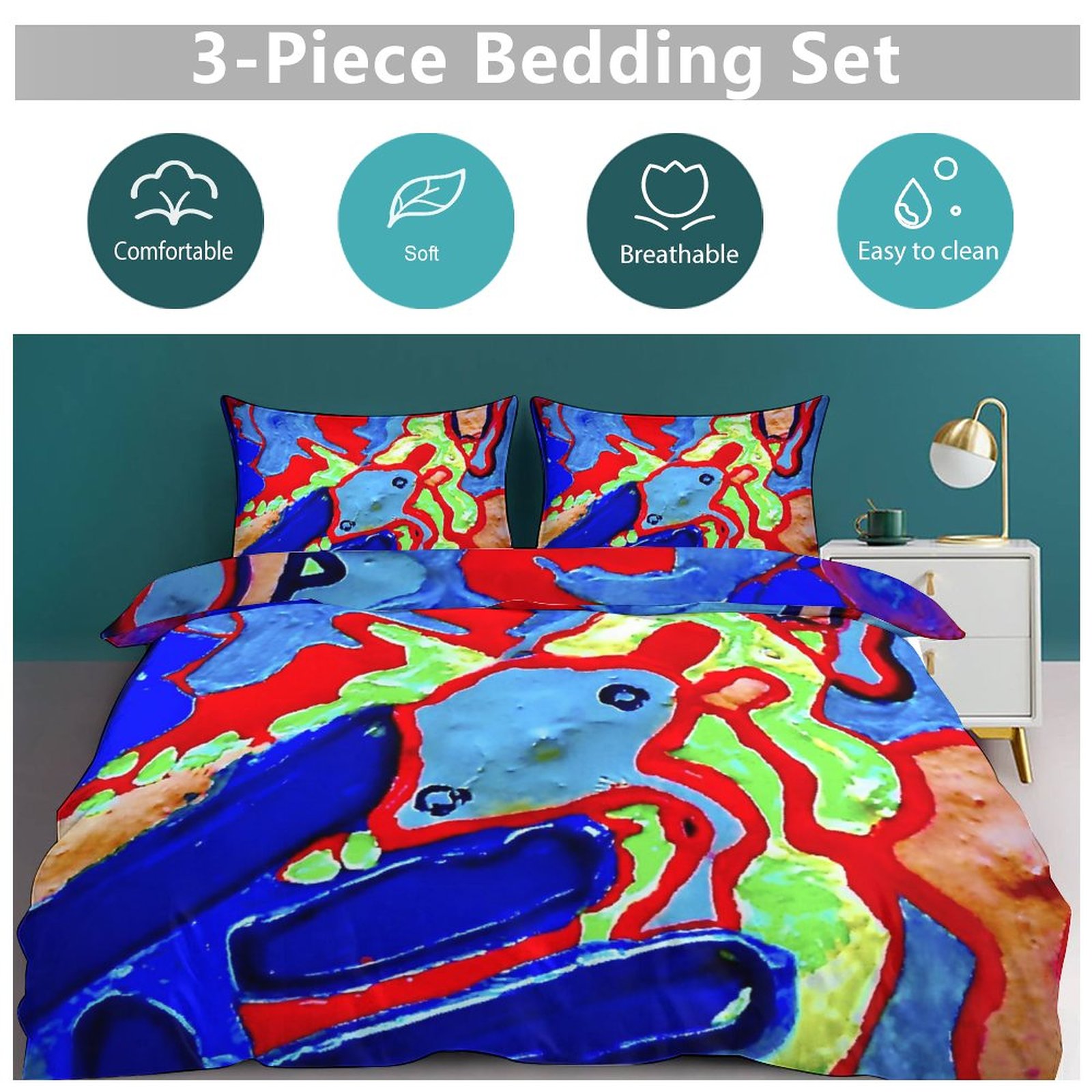 3-Piece Bedding Set-90"x90"/ 229x229cm (Dual-sided Printing) - Image 5