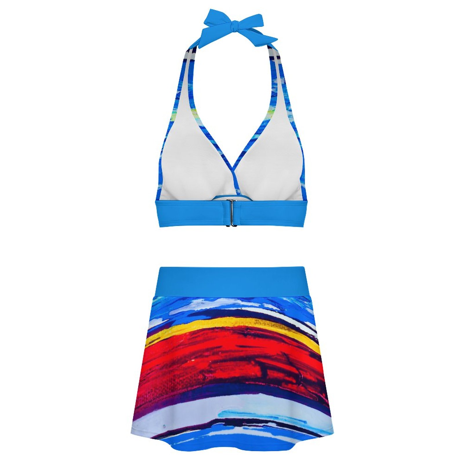 "Red Sand Beach" Lace-up Split Skirt Swimsuit Set - Image 5