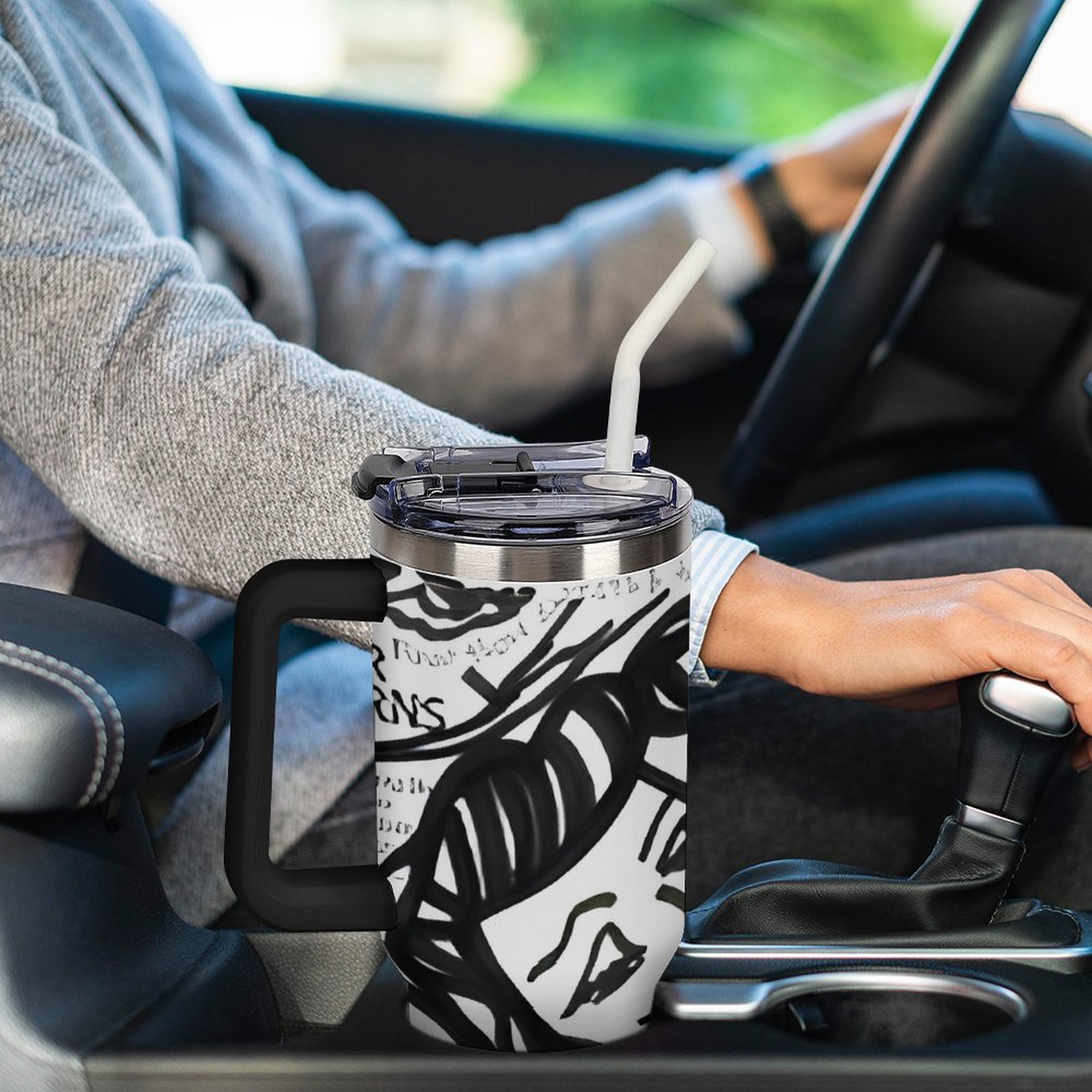 40oz Insulated Tumbler with Handle and Straw - Image 7