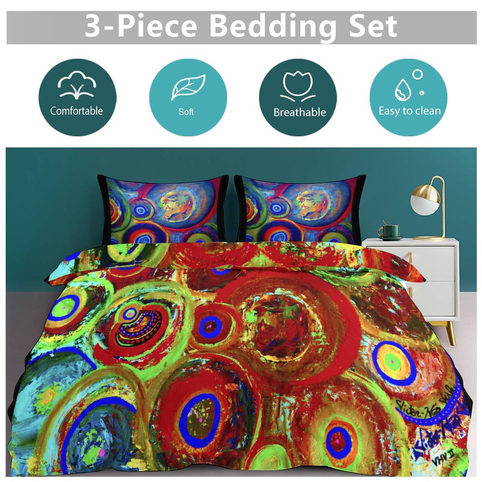 3-Piece Bedding Set-90"x90"/ 229x229cm (Dual-sided Printing) - Image 5