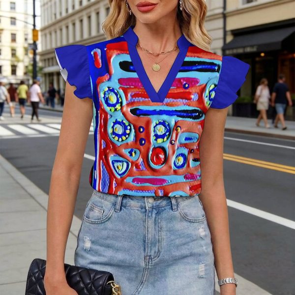 "Big Balls Tite Box" Ruffled V Neck Shirt