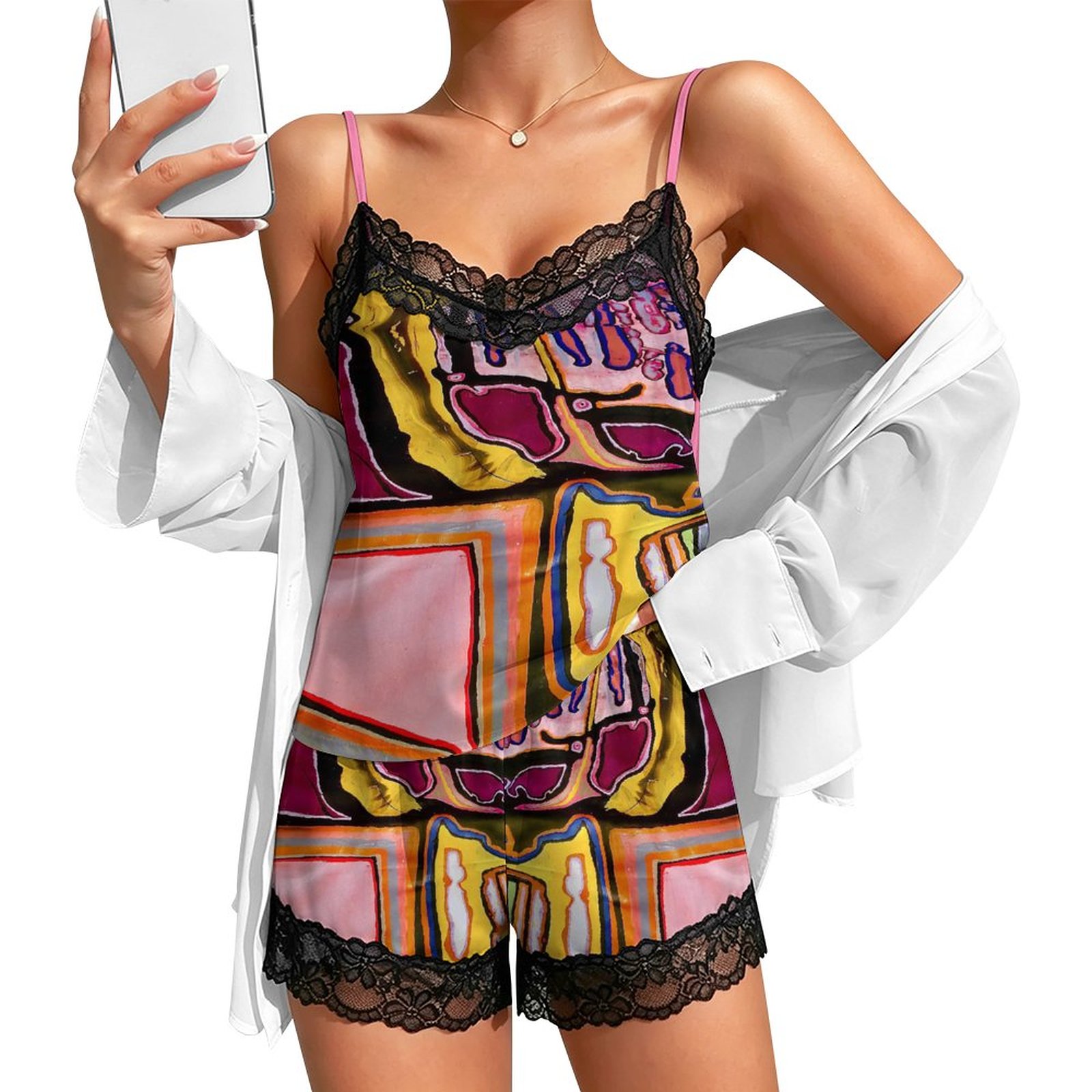 "Strangest Love Story Ever Told" Lace Trim Pajama Set - Image 6