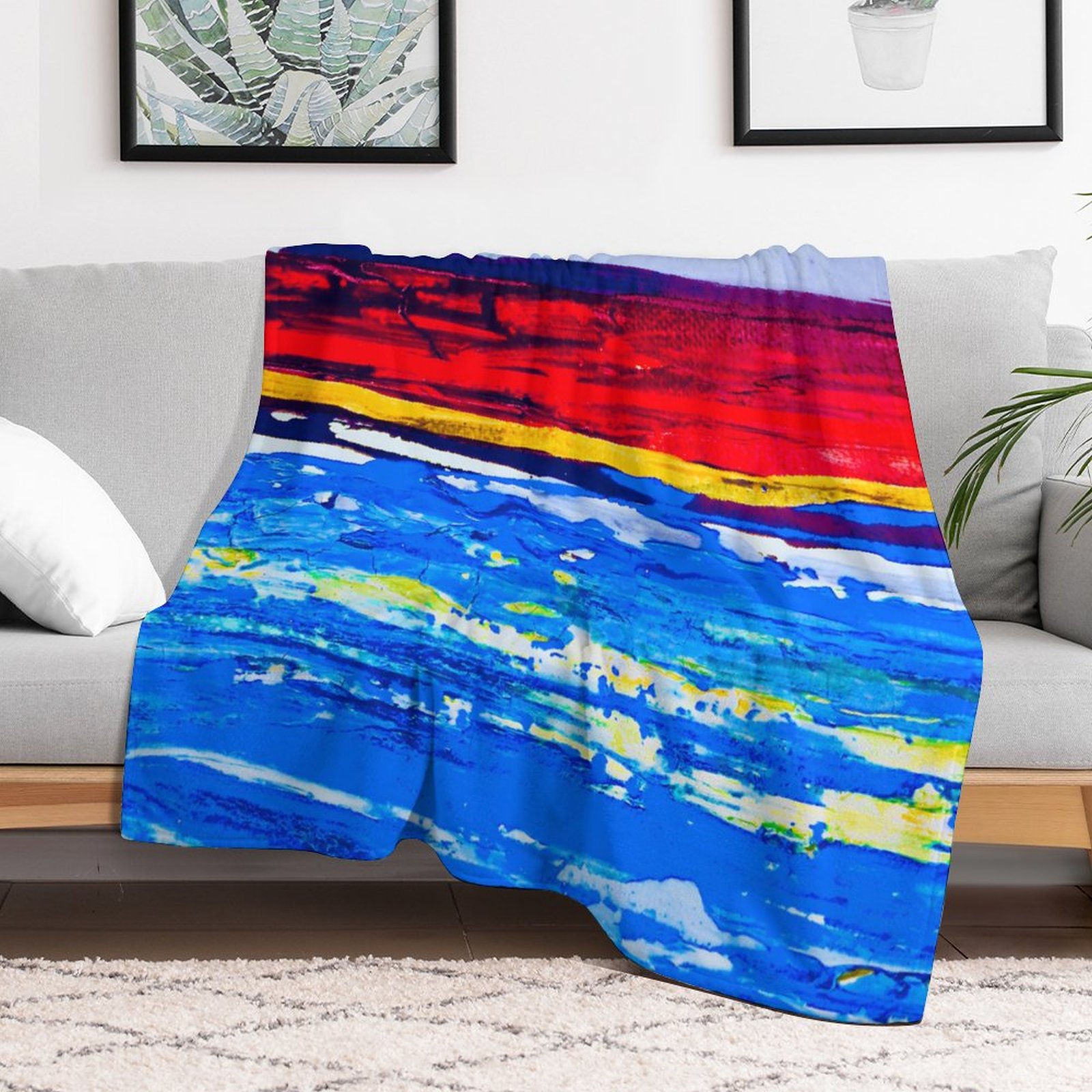 "Red Sand Beach" Flannel Blanket (One-sided Printing)-50"×60" - Image 6