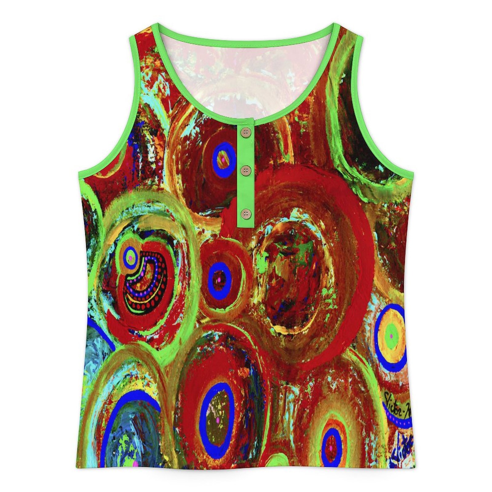 "Circles Who Is Watching" Women's Button Up Vest - Image 3