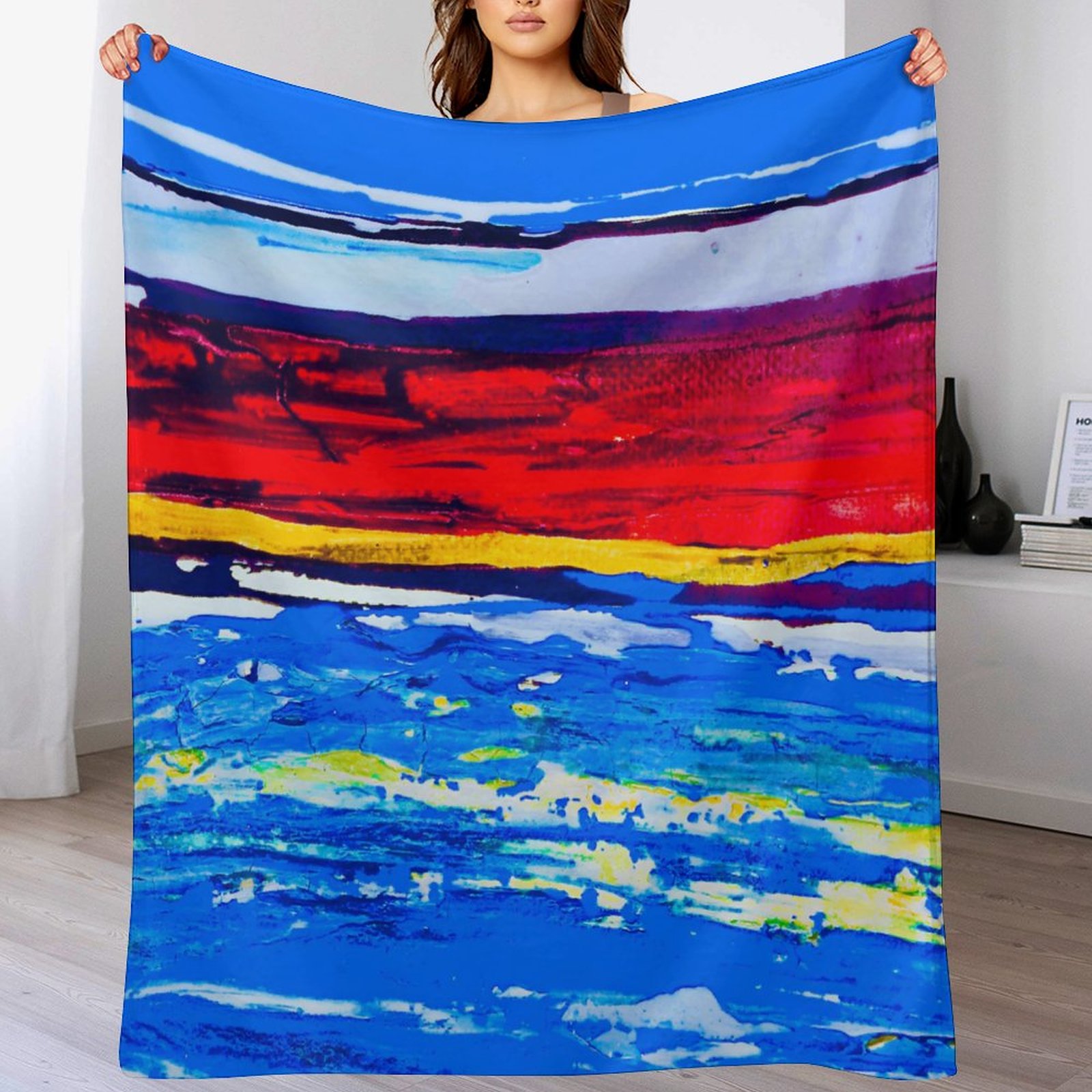 "Red Sand Beach" Flannel Blanket (One-sided Printing)-50"×60" - Image 5