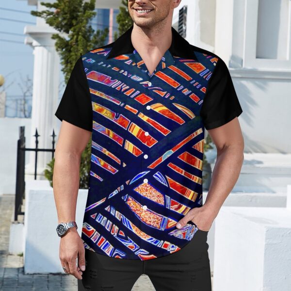 "Stars And Stripes"  Men's Short Sleeve Hawaiian Print Shirt with Cuban Collar