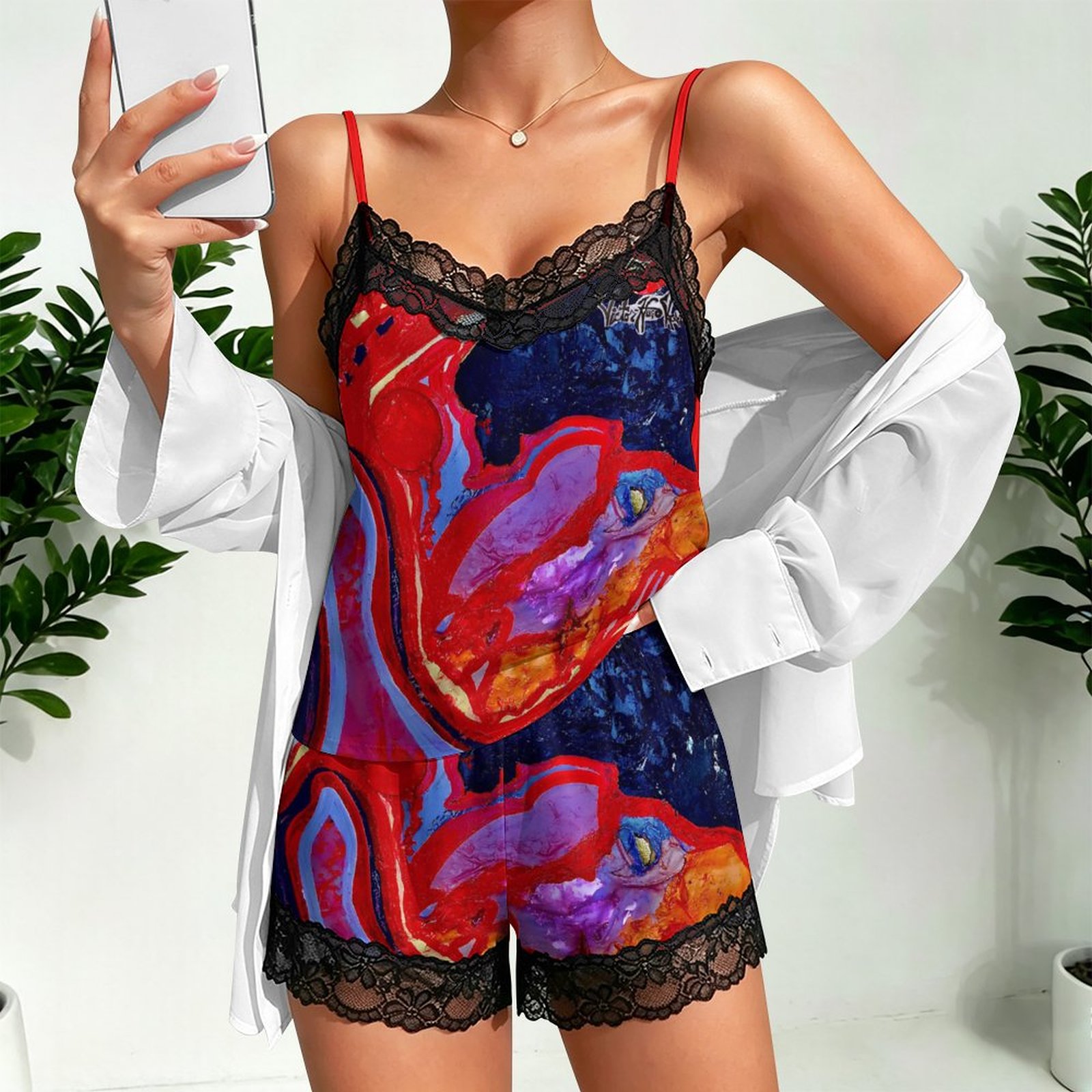 "Lavender Lace" Lace Trim Pajama Set - Image 6
