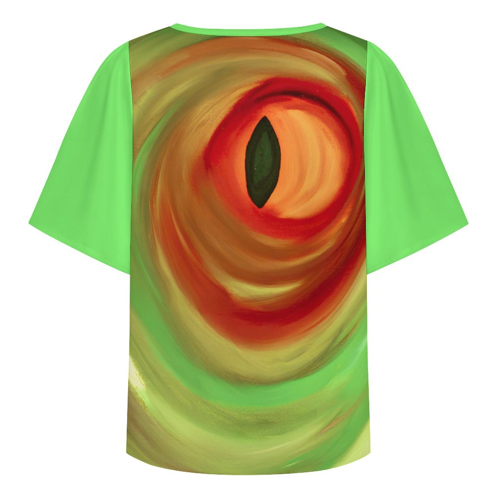 "Summer Swirl" V Neck Cold Shoulder Ruffled Sleeve Top - Image 3