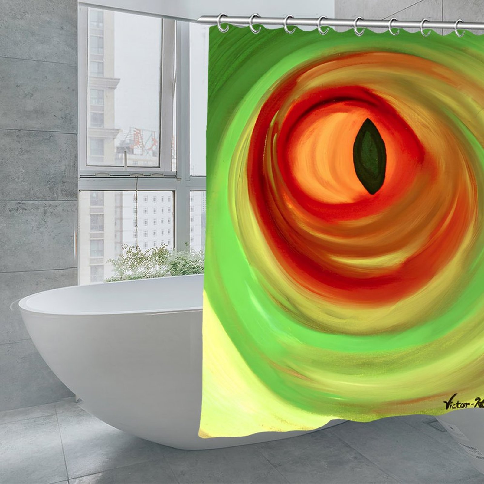 "Summer Swirl" Waterproof Shower Curtain - Image 3