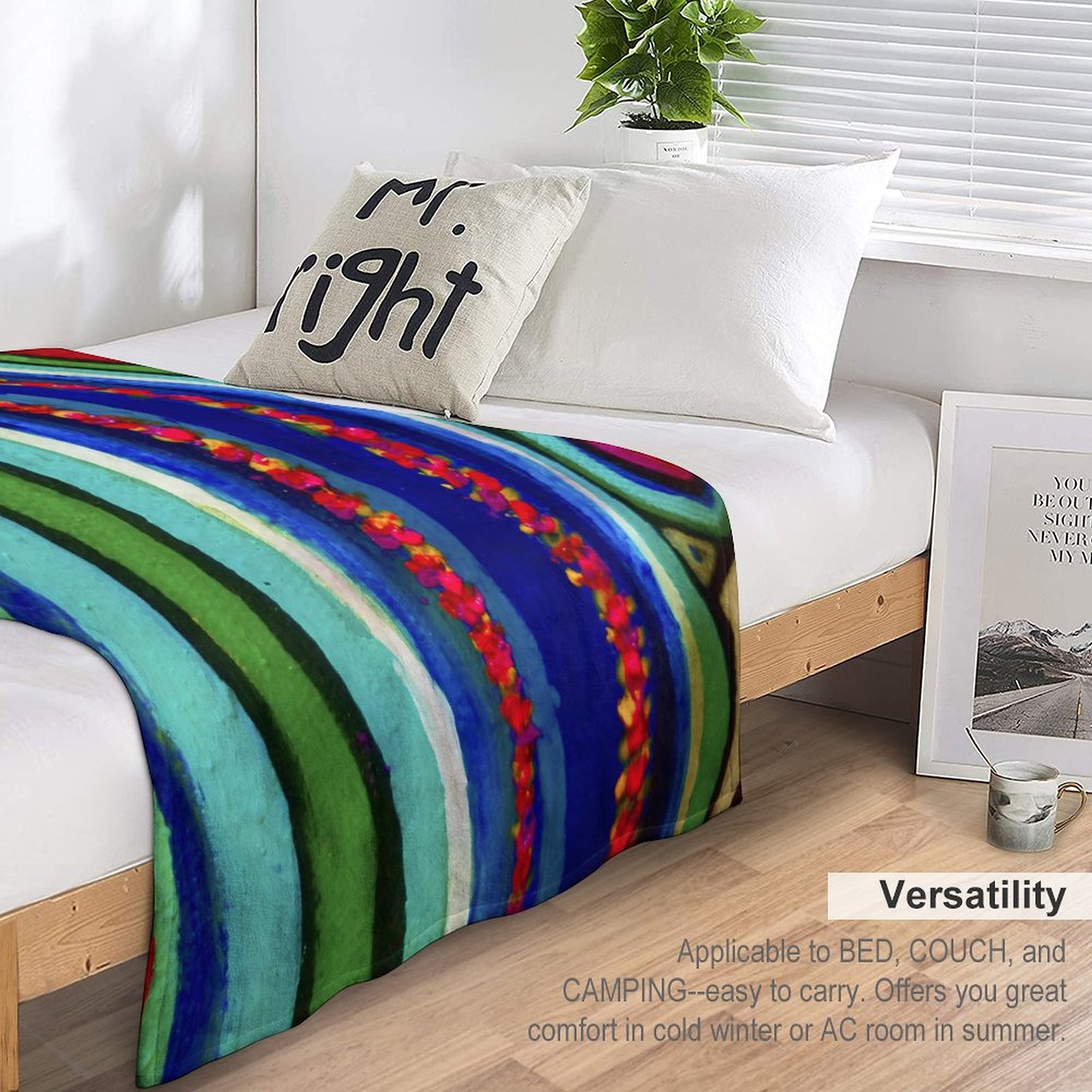 "Blue Green Color Stream" Flannel Blanket-70"x80" (Dual-sided Printing) - Image 4