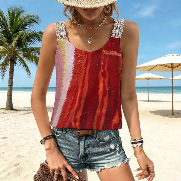 "Red Rose"  Women's Lace Trim Camisole)