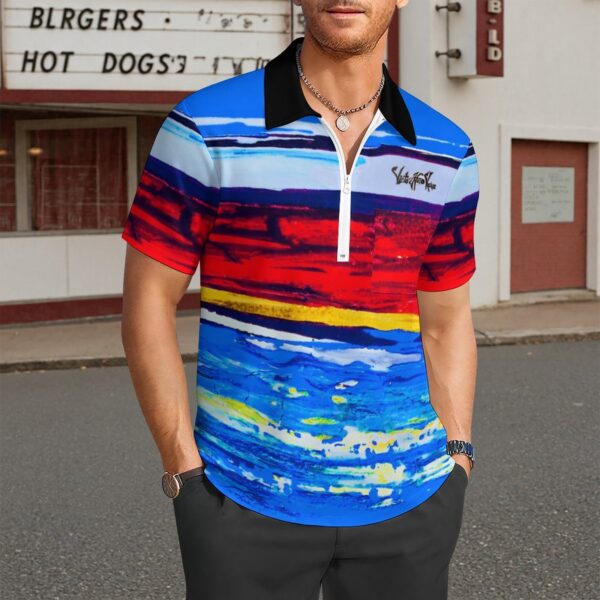 "Red Sand Beach" Half Zip Shirt with One Pocket