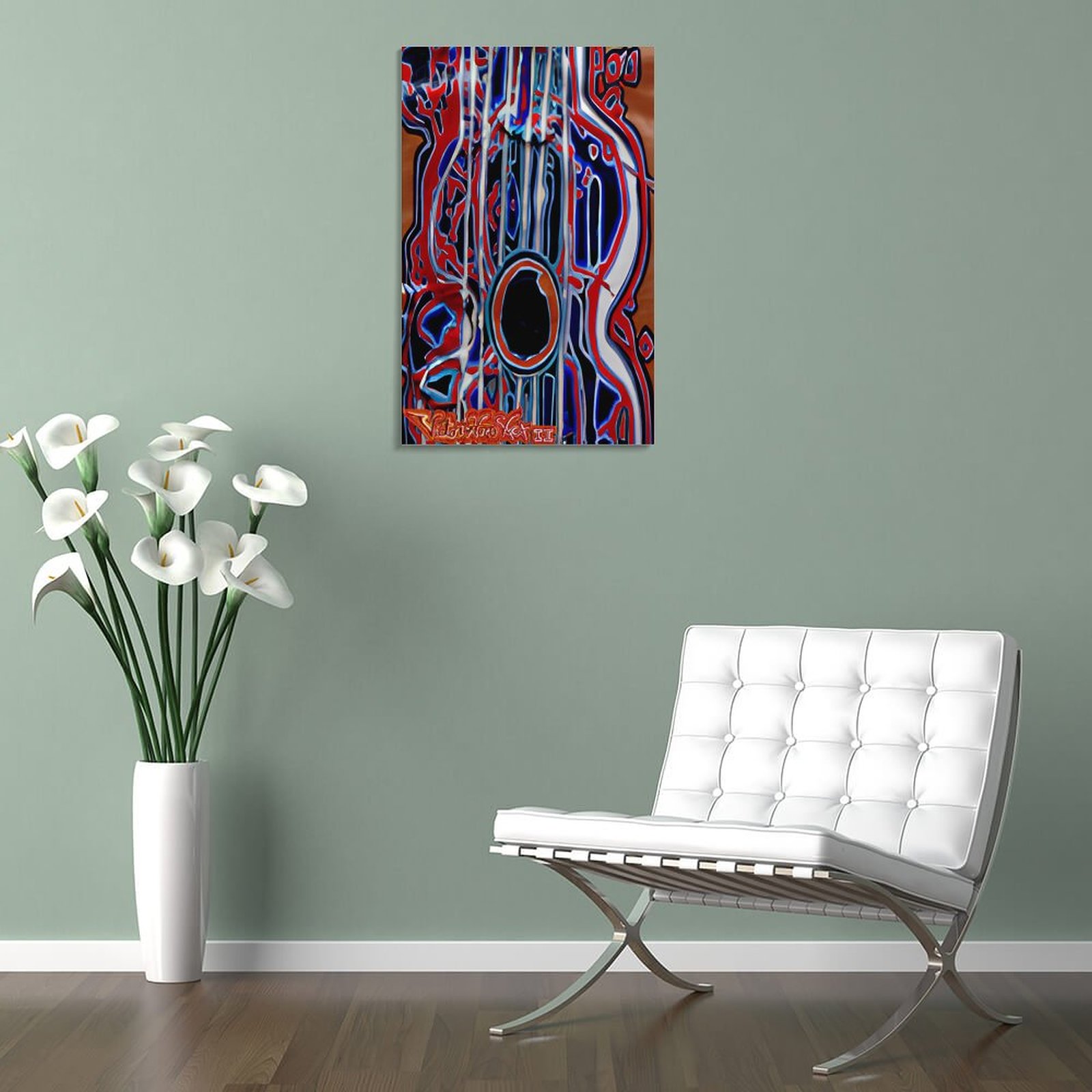 "Guitar Mosaic" Framed Wooden Poster Hanging (Vertical 2:3)-8x12 inch - Image 4