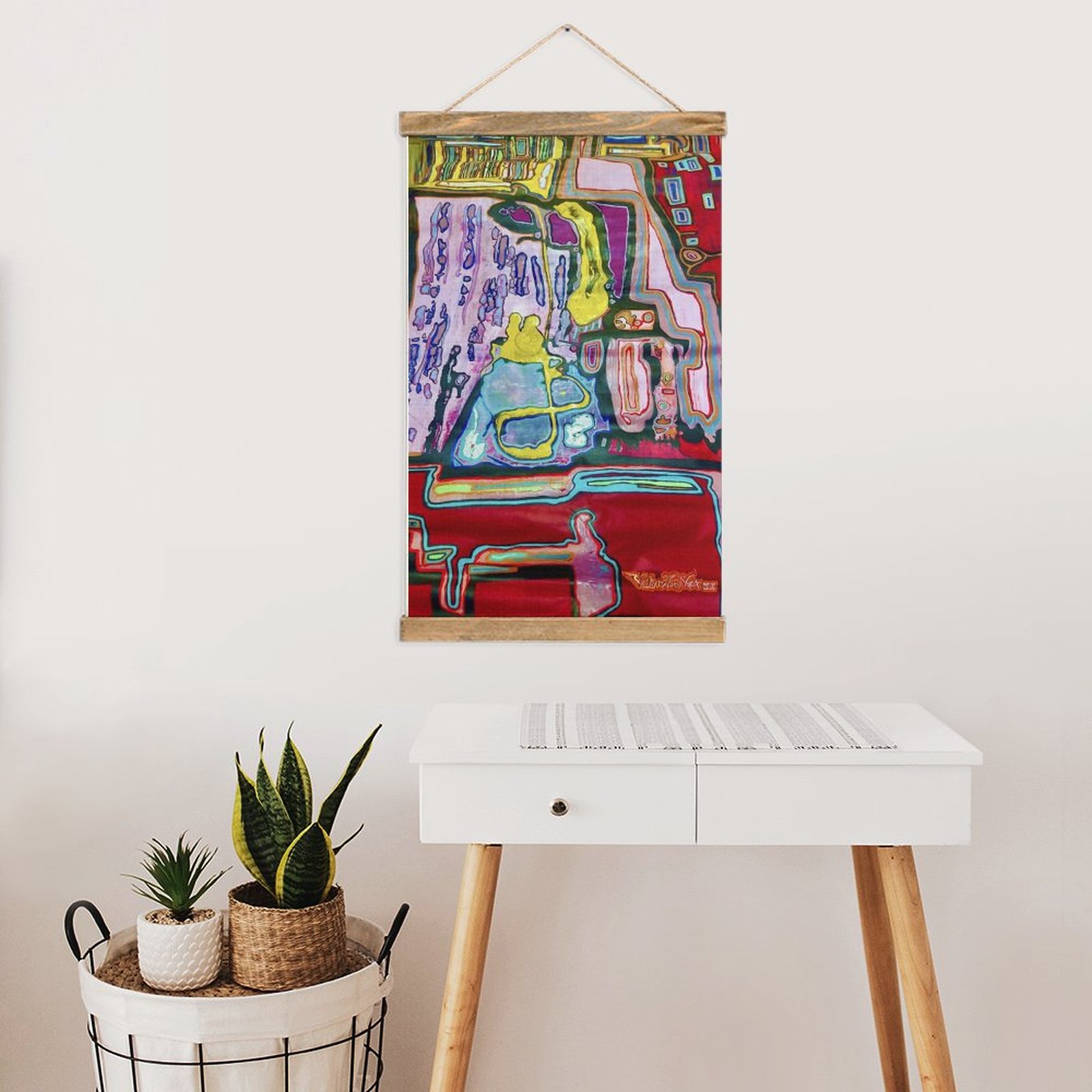 "World Of Dreams" Framed Flax Painting Wall Decor - Image 5