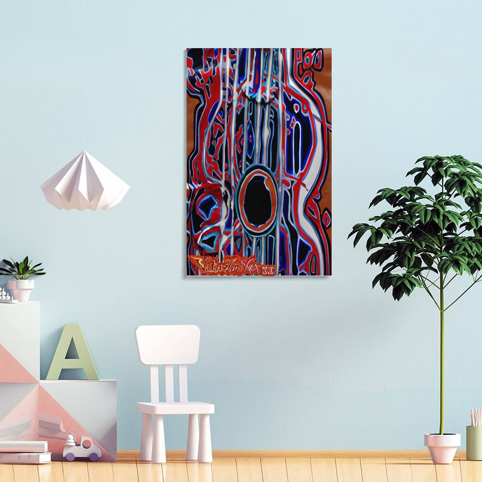"Guitar Mosaic" Framed Wooden Poster Hanging (Vertical 2:3)-8x12 inch - Image 3