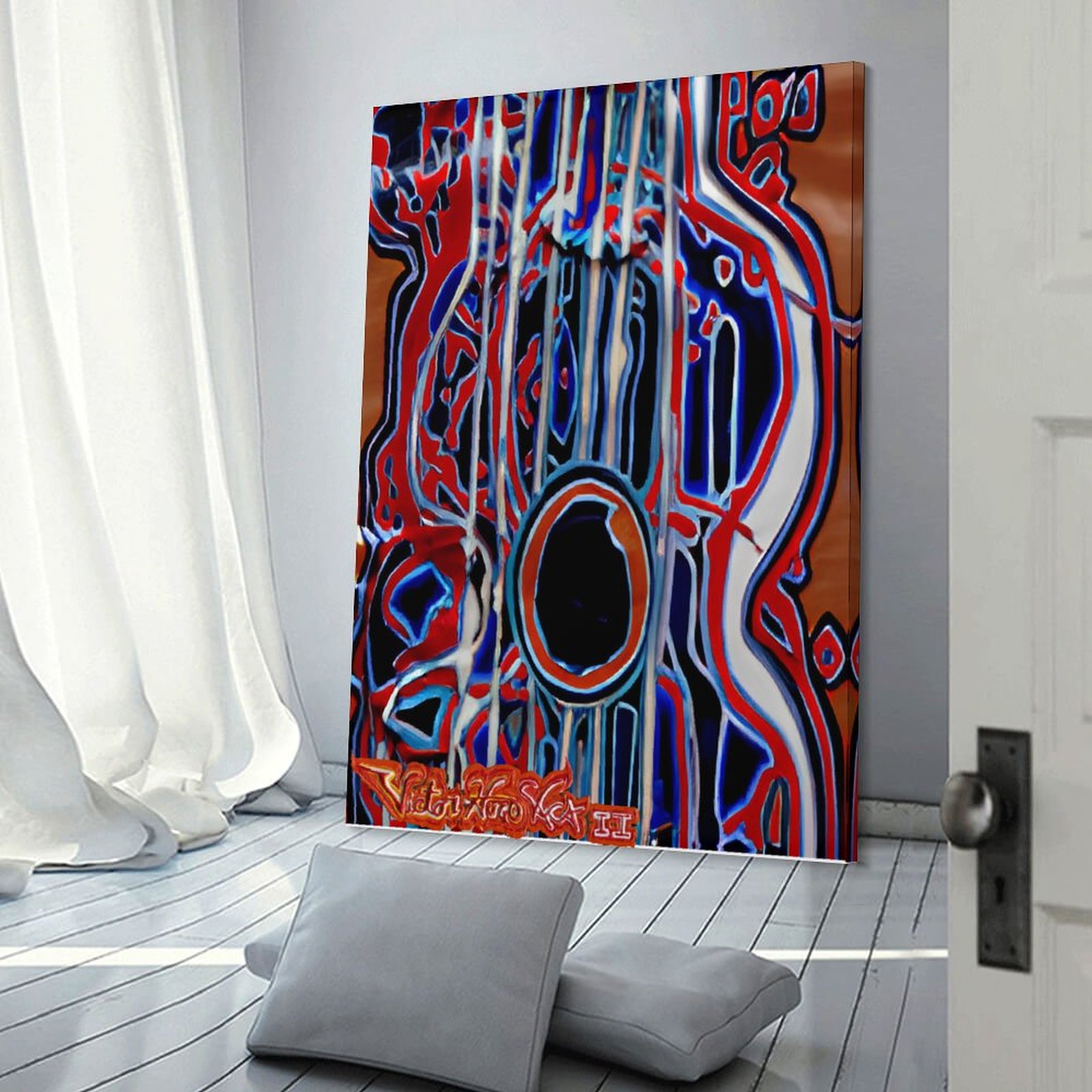 "Guitar Mosaic" Framed Wooden Poster Hanging (Vertical 2:3)-8x12 inch - Image 2