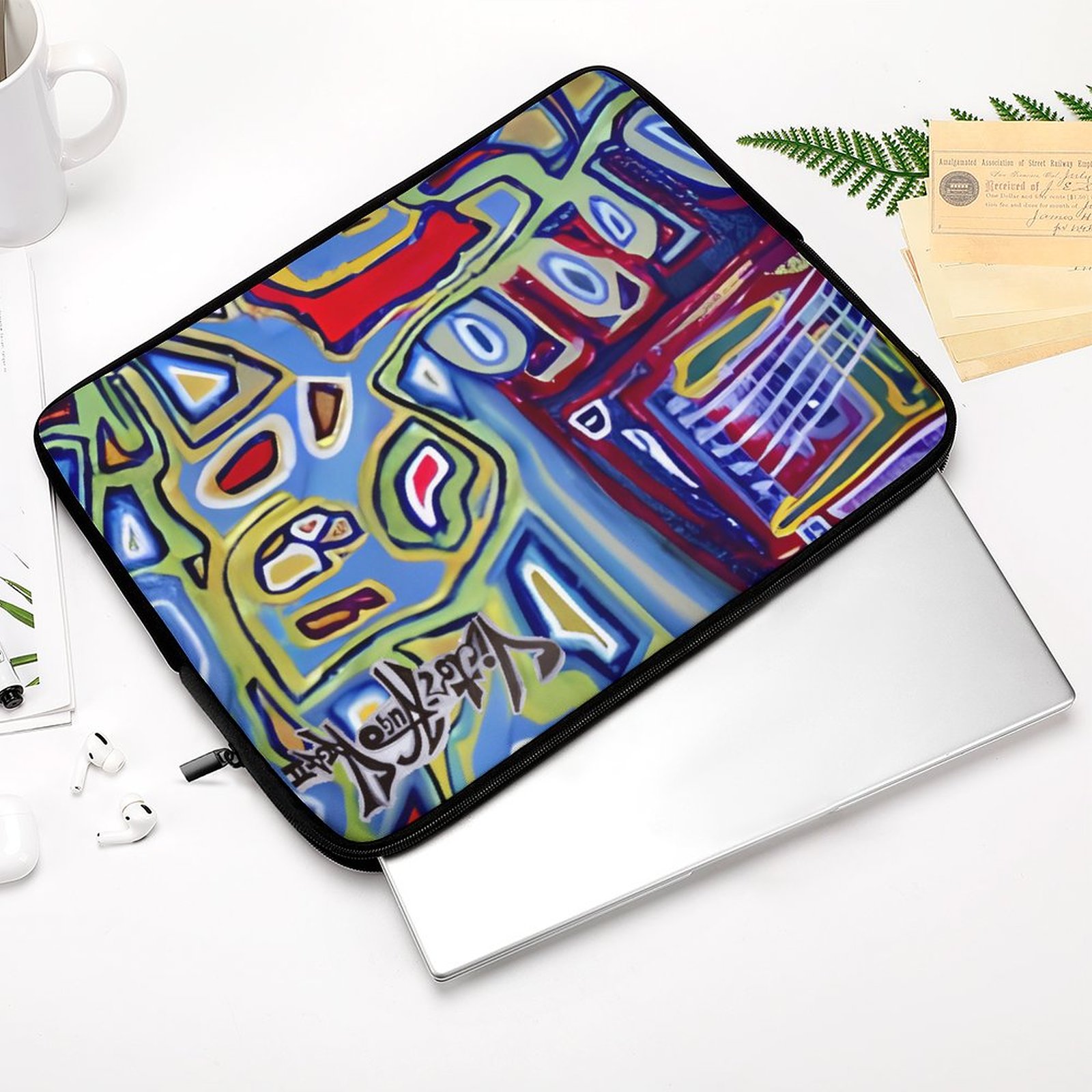 "Green Mosaic" Laptop Case - Image 5