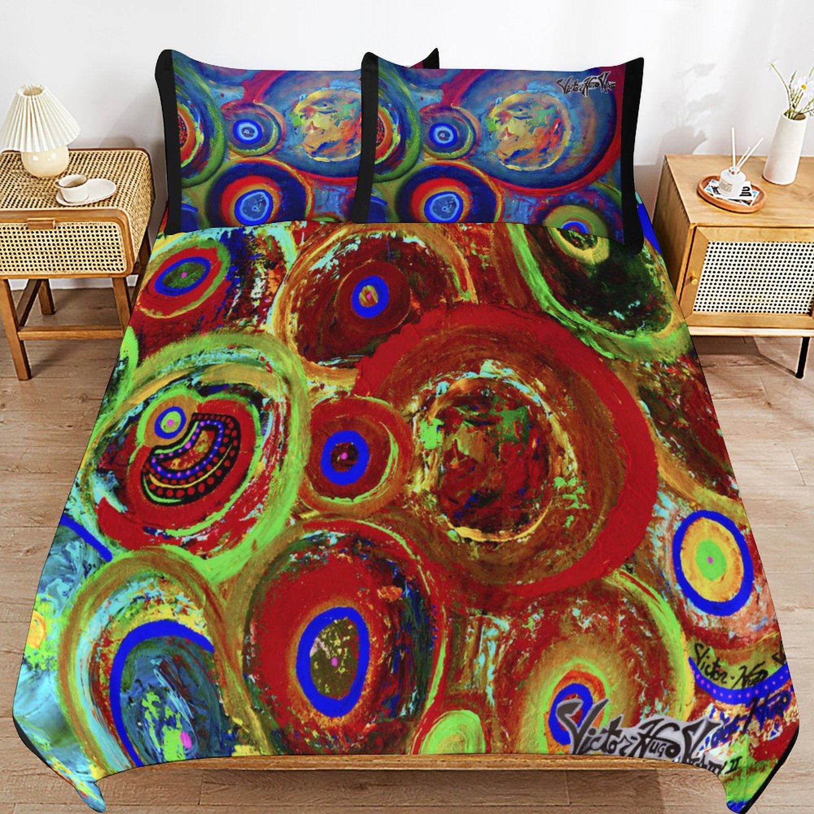 "Circles" 3-Piece Bedding Set-90"x90"/ 229x229cm (Dual-sided Printing) - Image 6