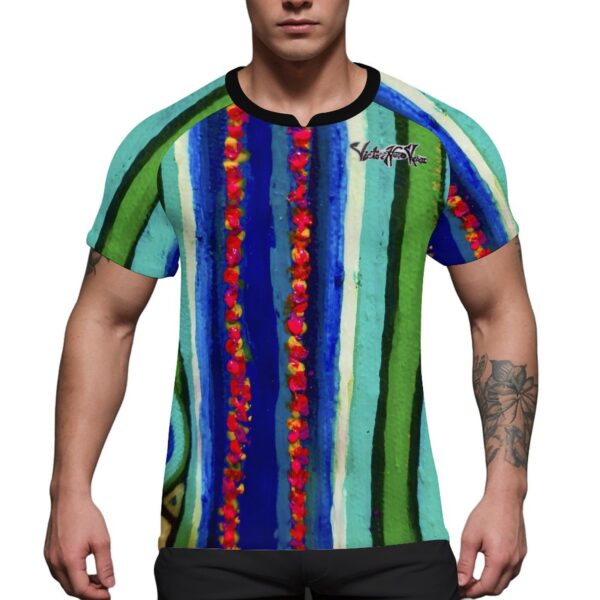 "Blue Green Color Stream"  Men's Ice Silk Quick Dry Top