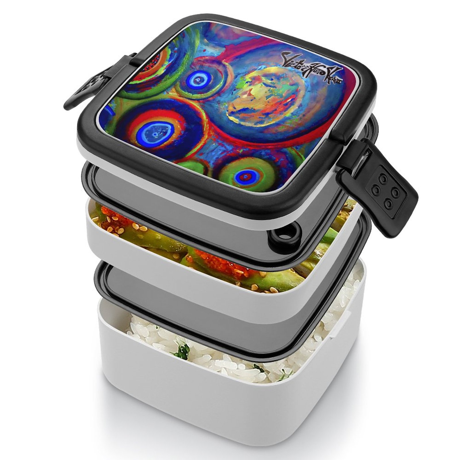 "Dream Circles" 2-Tier Stackable Bento Lunch Box