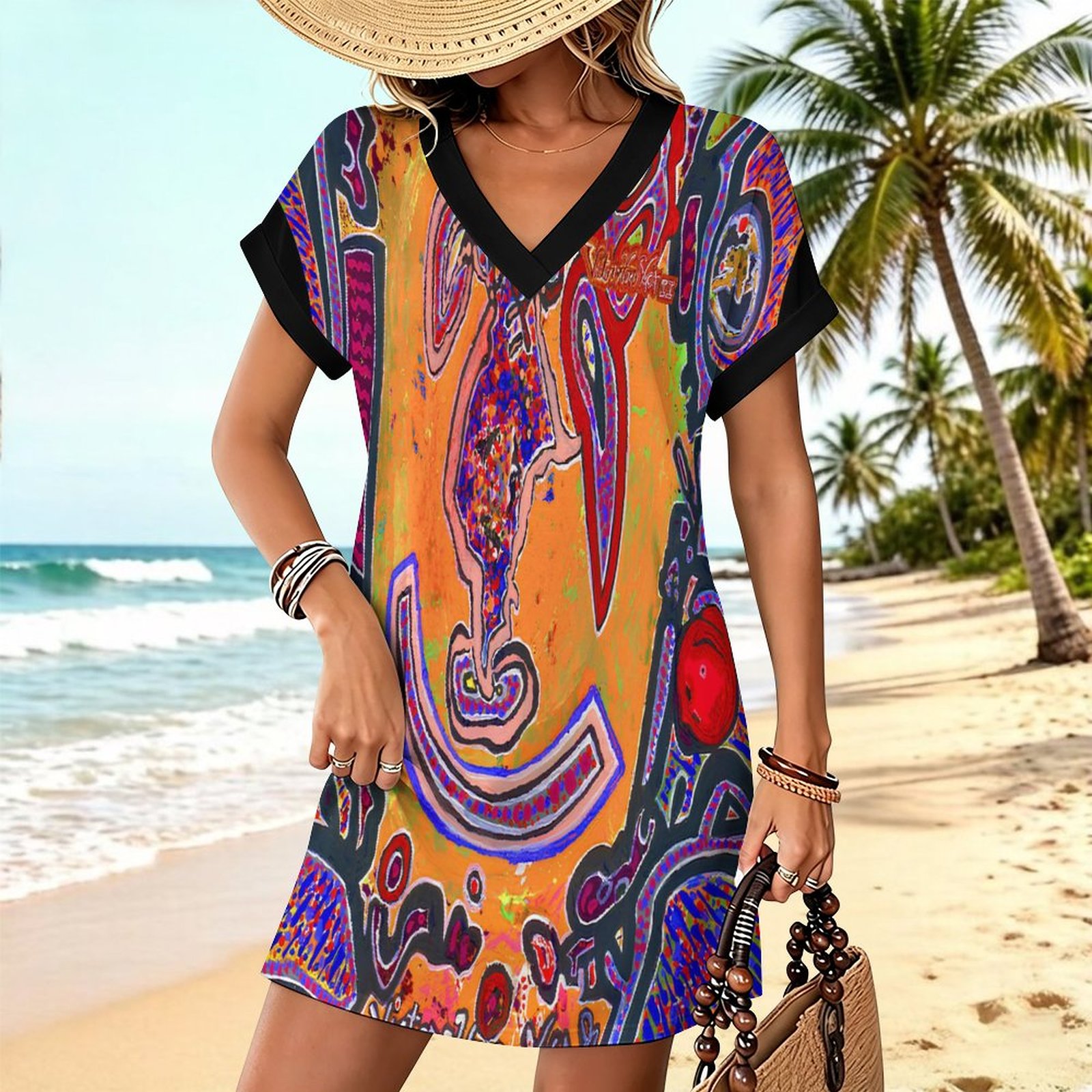 "Love Vortex" Casual V Neck Dress For Women - Image 3