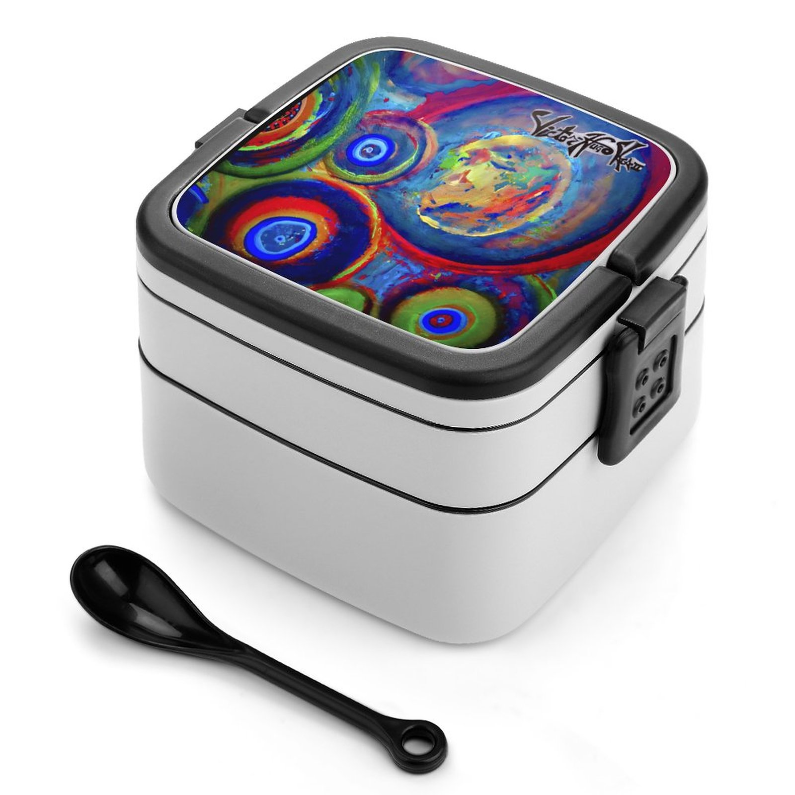 "Dream Circles" 2-Tier Stackable Bento Lunch Box - Image 2