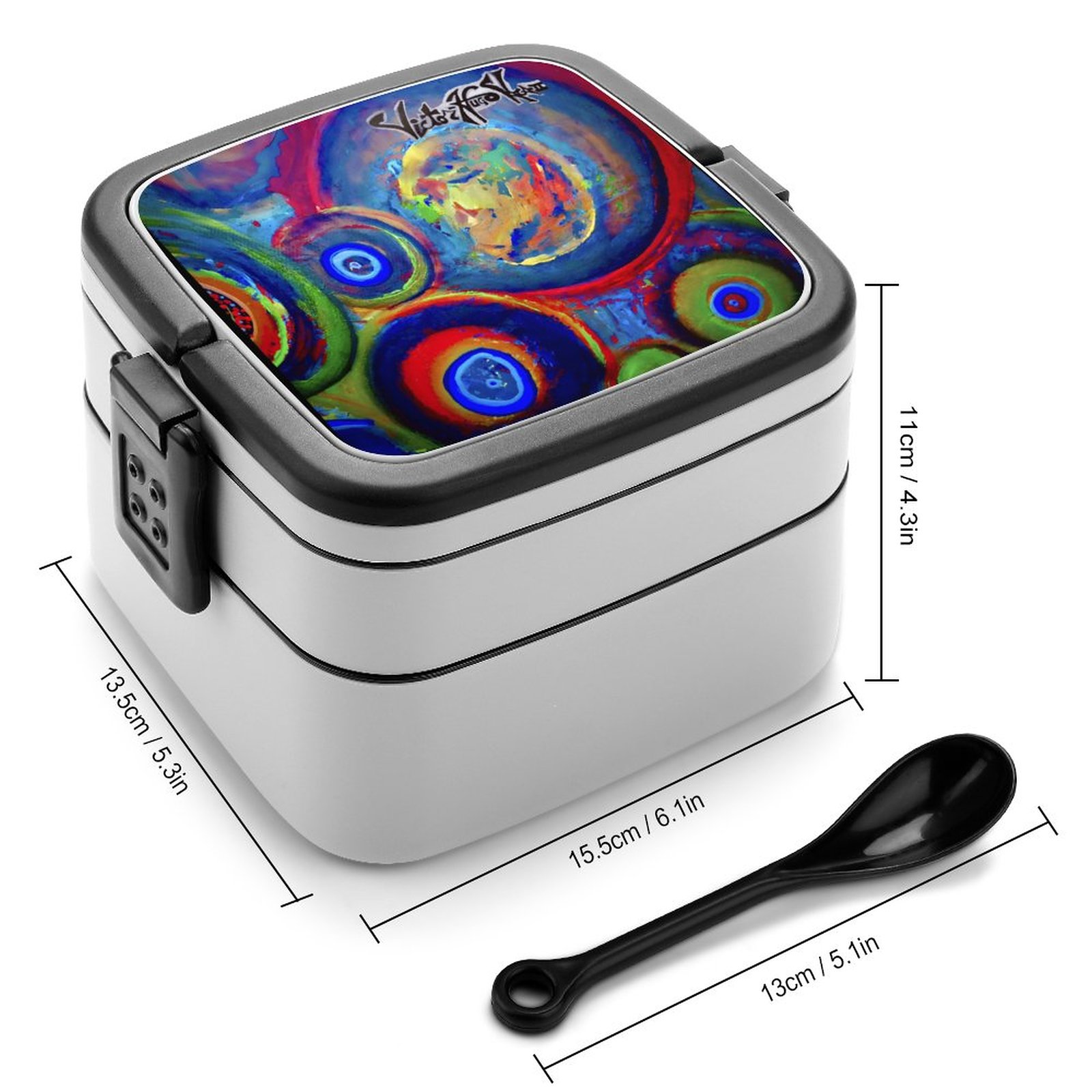 "Dream Circles" 2-Tier Stackable Bento Lunch Box - Image 3