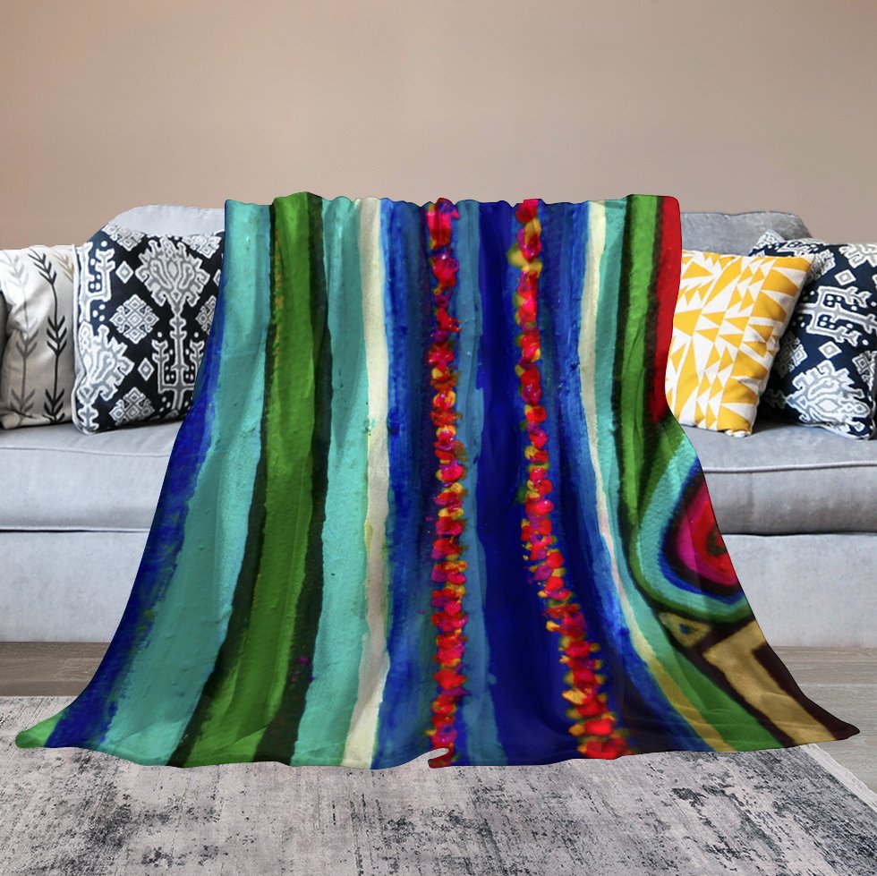 "Blue Green Color Stream" Flannel Blanket-70"x80" (Dual-sided Printing) - Image 5