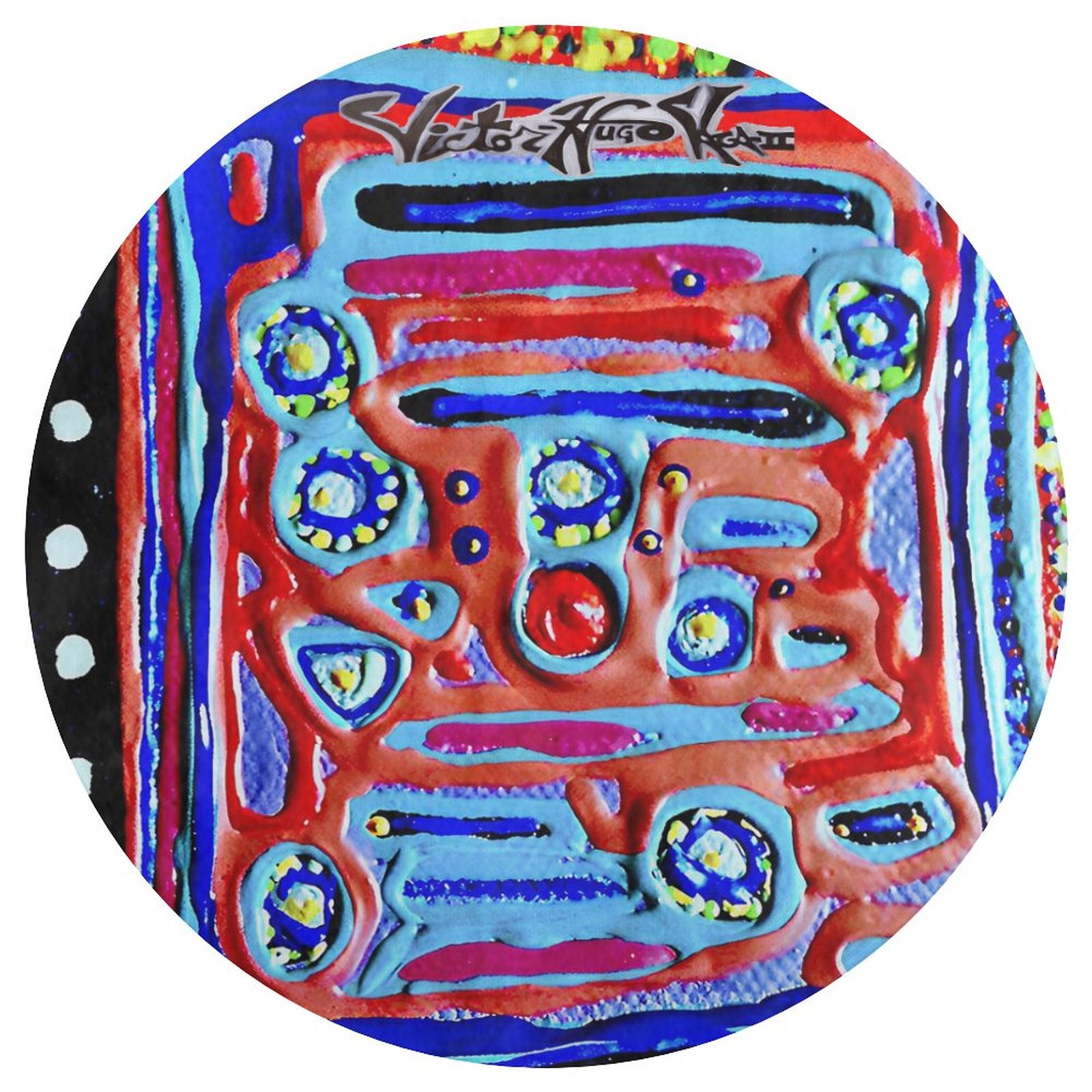 "Blue Symphony" Round Coral Velvet Warm Floor Mat - Image 3
