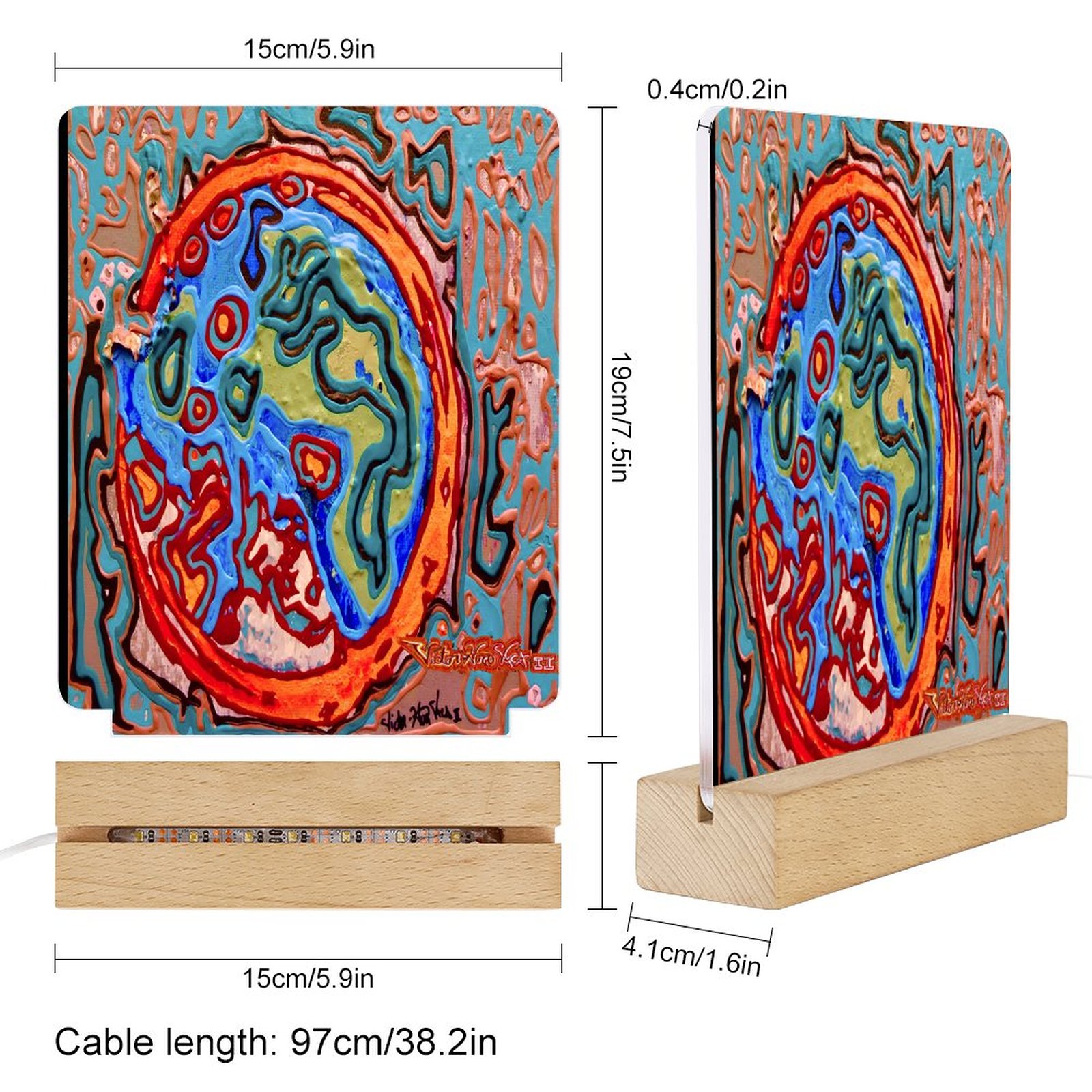 "Immortality" Acrylic Photo Night Light with Wooden Base - Image 2