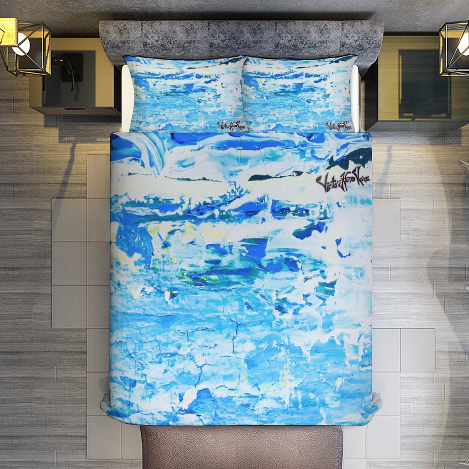 "WaterFall" 3-Piece Bedding Set-90"x90"/ 229x229cm - Image 8