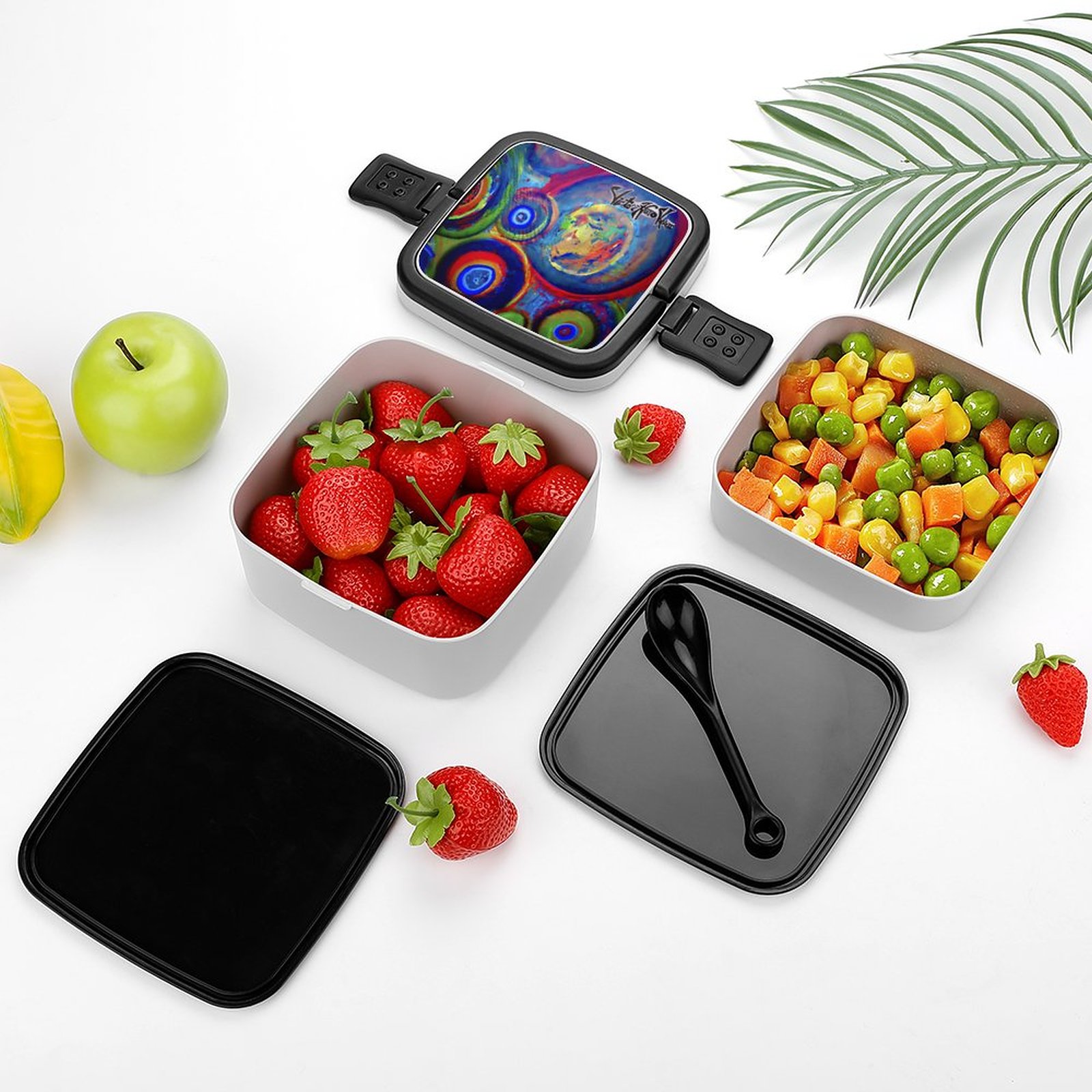 "Dream Circles" 2-Tier Stackable Bento Lunch Box - Image 4