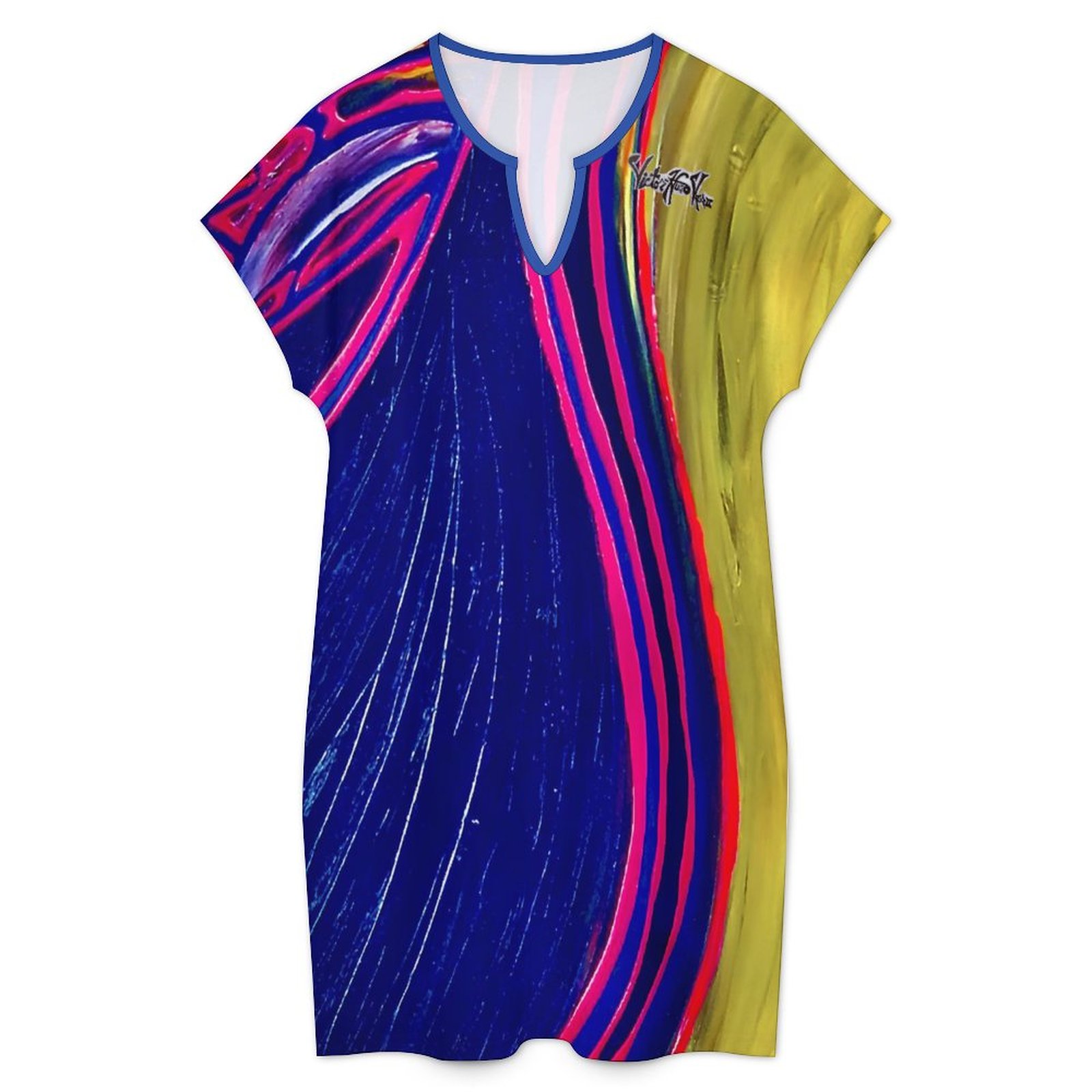 "Divine Pink" Women's Casual V Neck Dress - Image 3