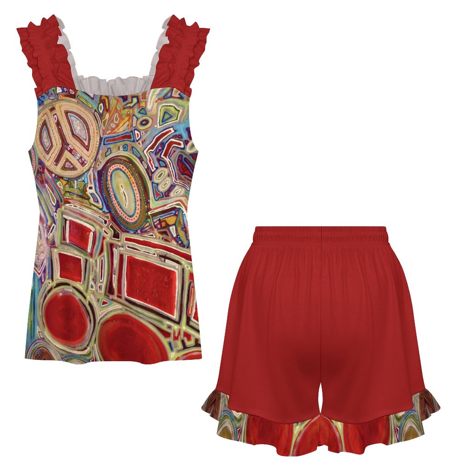 "Red Dream" Ruffled Pajama Set - Image 5