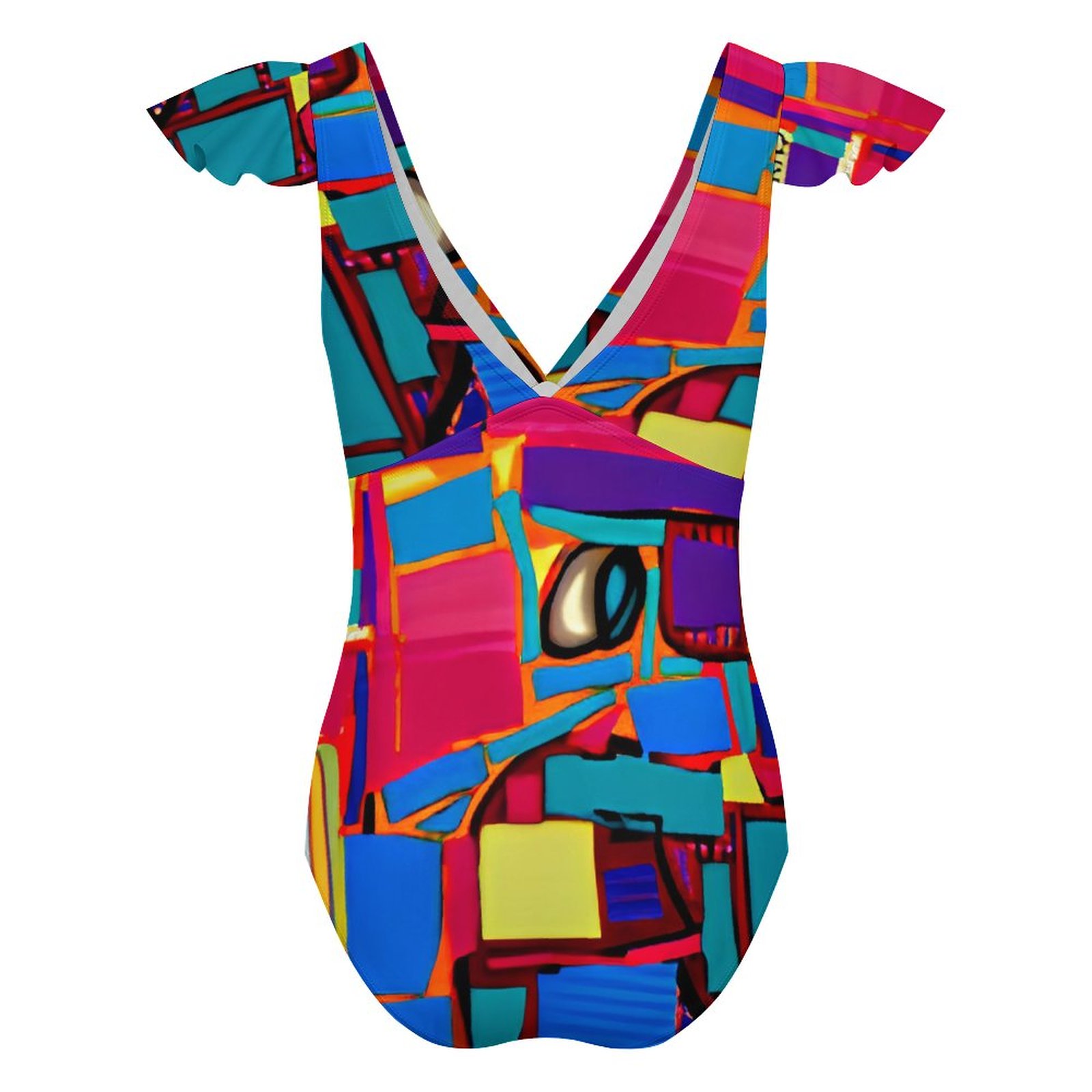 "Pretty Women" V Neck Flutter Sleeve One Piece Swimsuit - Image 4
