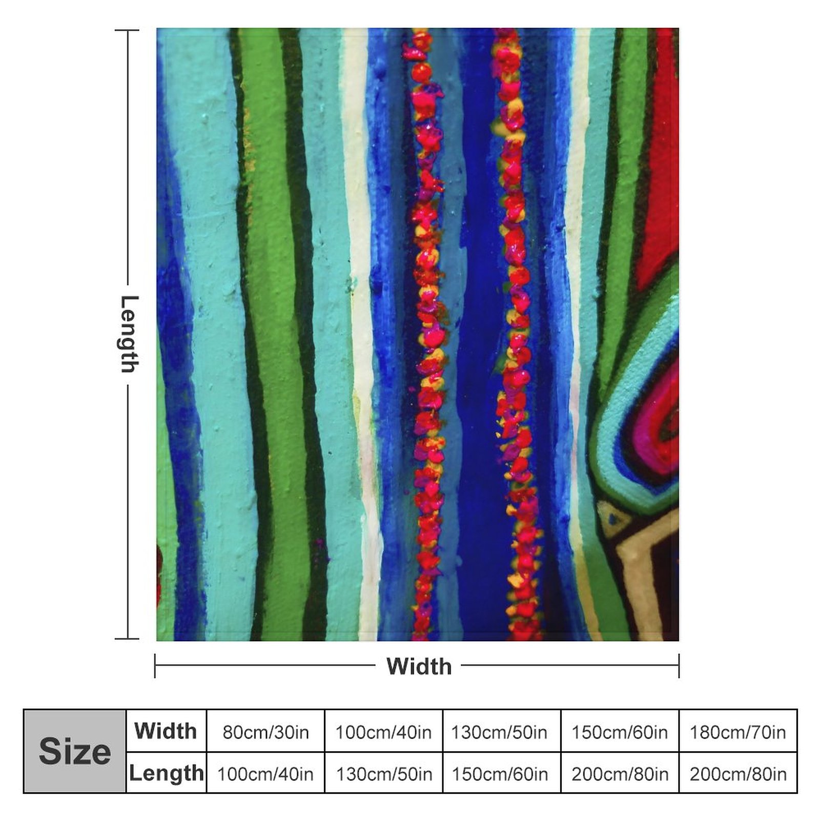 "Blue Green Color Stream" Flannel Blanket-70"x80" (Dual-sided Printing) - Image 2