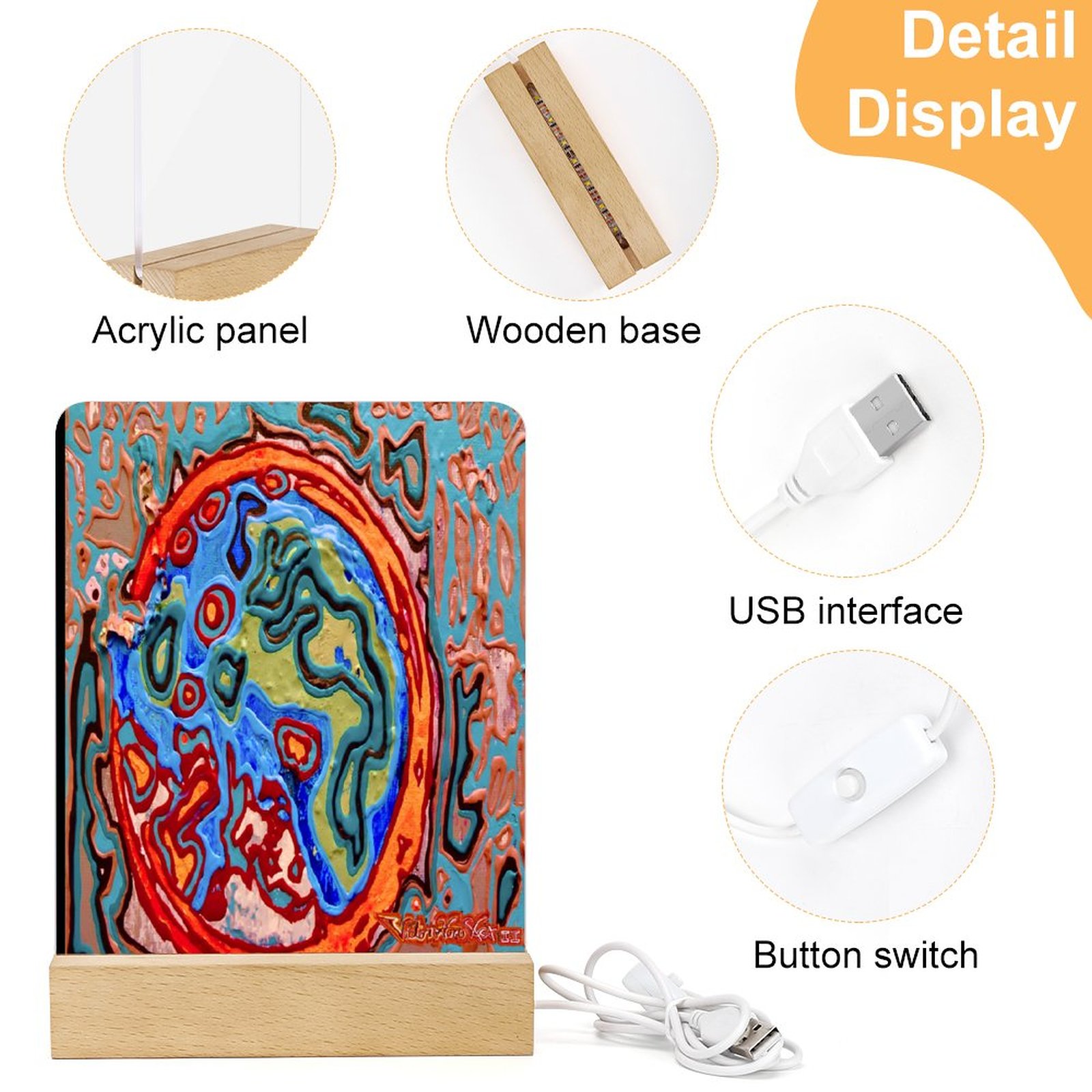 "Immortality" Acrylic Photo Night Light with Wooden Base - Image 5